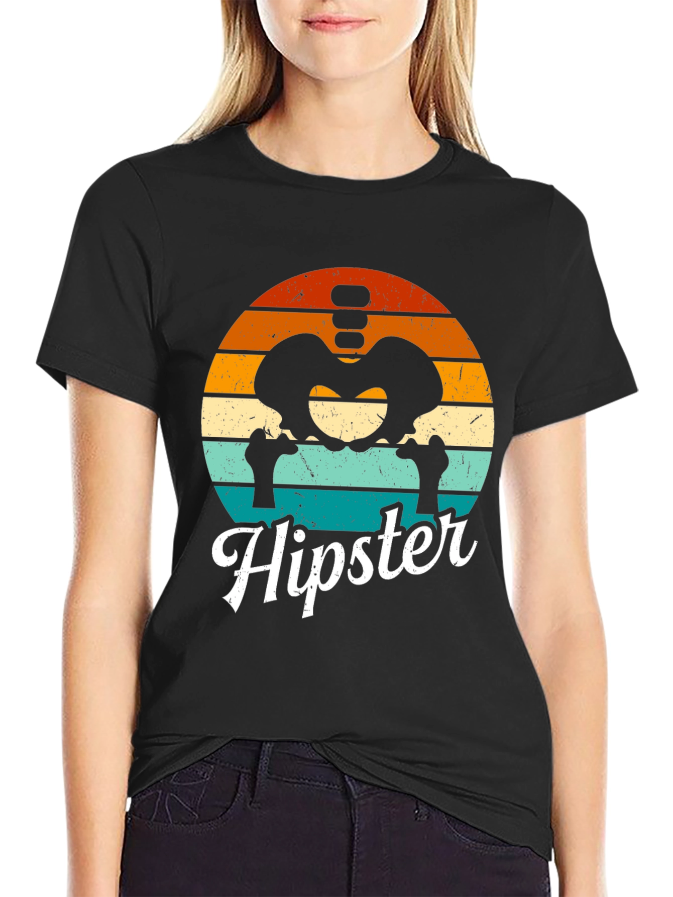 Hipster Skeleton Anatomy Graphic T-Shirt