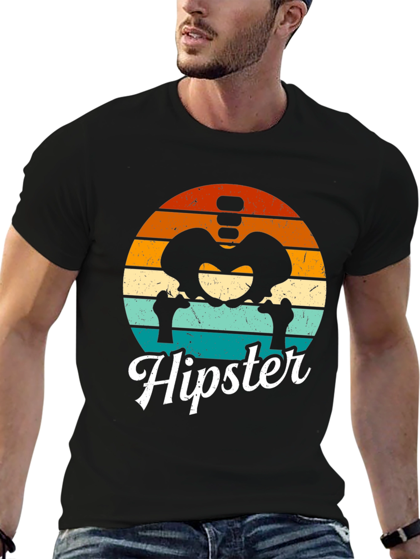 Hipster Skeleton Anatomy Graphic T-Shirt