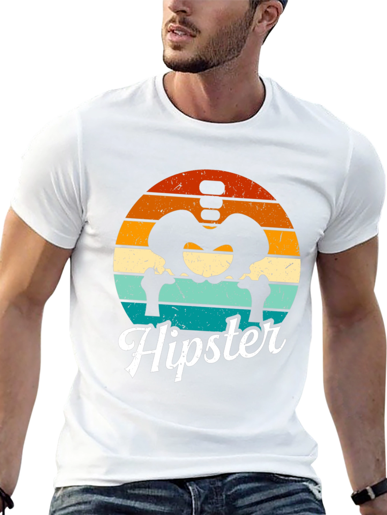 Hipster Skeleton Anatomy Graphic T-Shirt