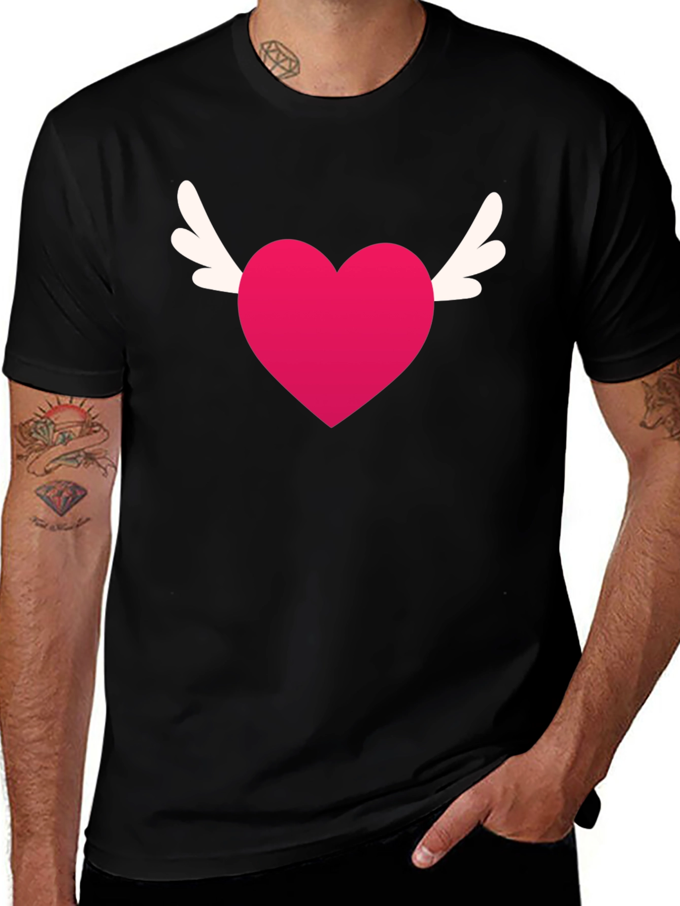 Winged Heart Tee - Black Graphic T-Shirt