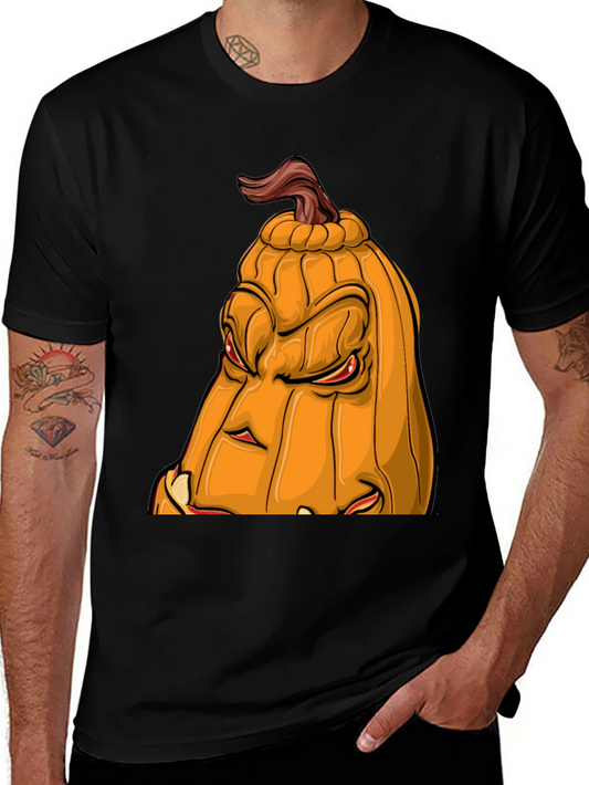 Mens Halloween Pumpkin Face Graphic Tee - Black
