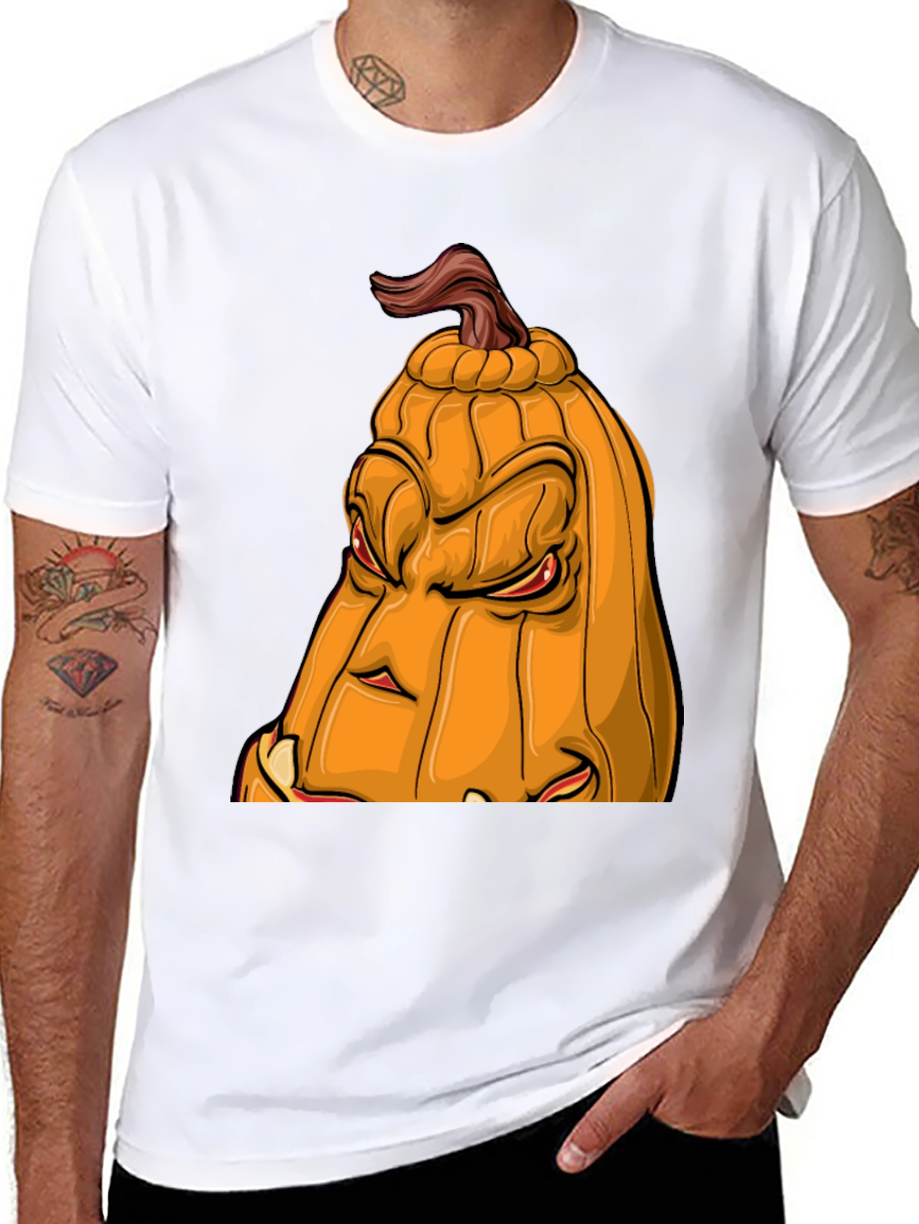 Mens Halloween Pumpkin Face Graphic Tee - Black