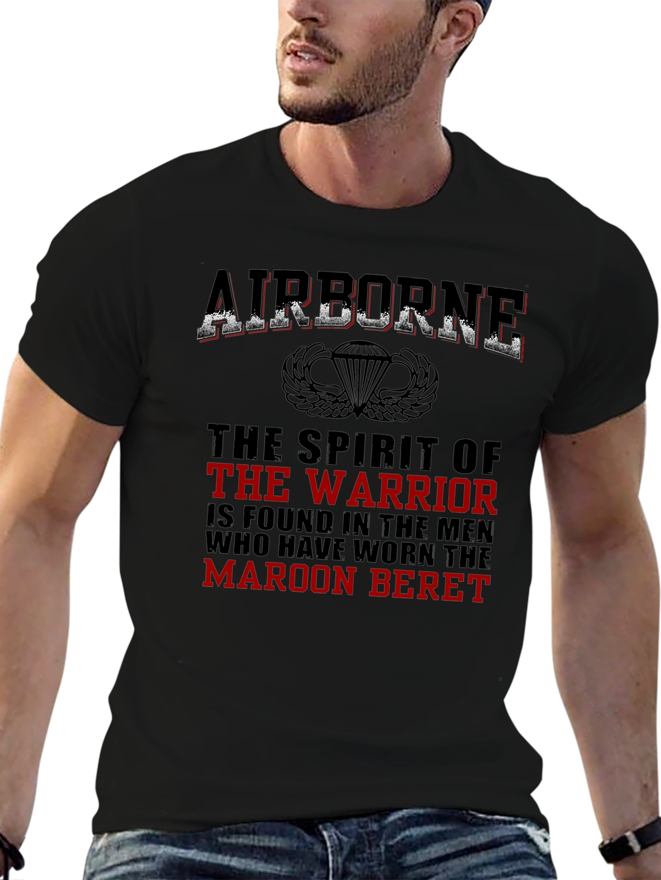 Airborne Warrior T-Shirt - Maroon Beret Pride
