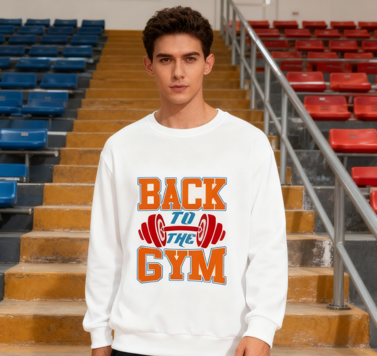 Motivational 'BACK TO THE GYM' Graphic Sweatshirt