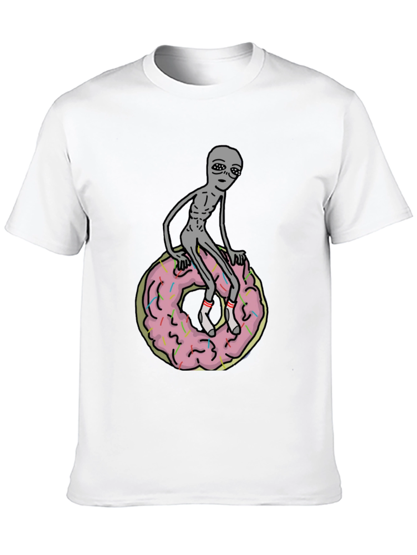 Alien on Donut T-Shirt - Black Graphic Tee