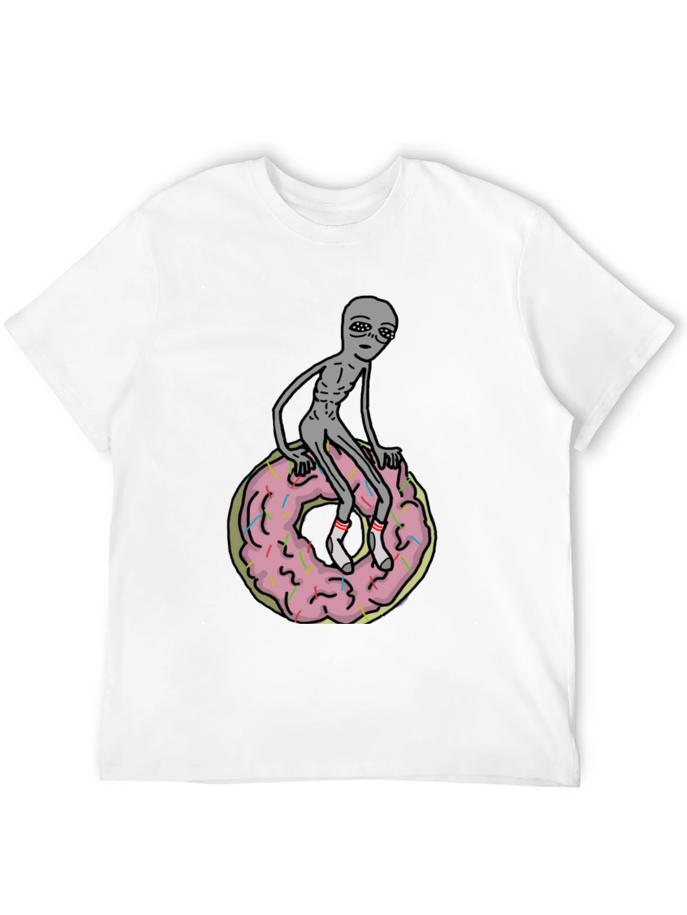 Alien on Donut T-Shirt - Black Graphic Tee