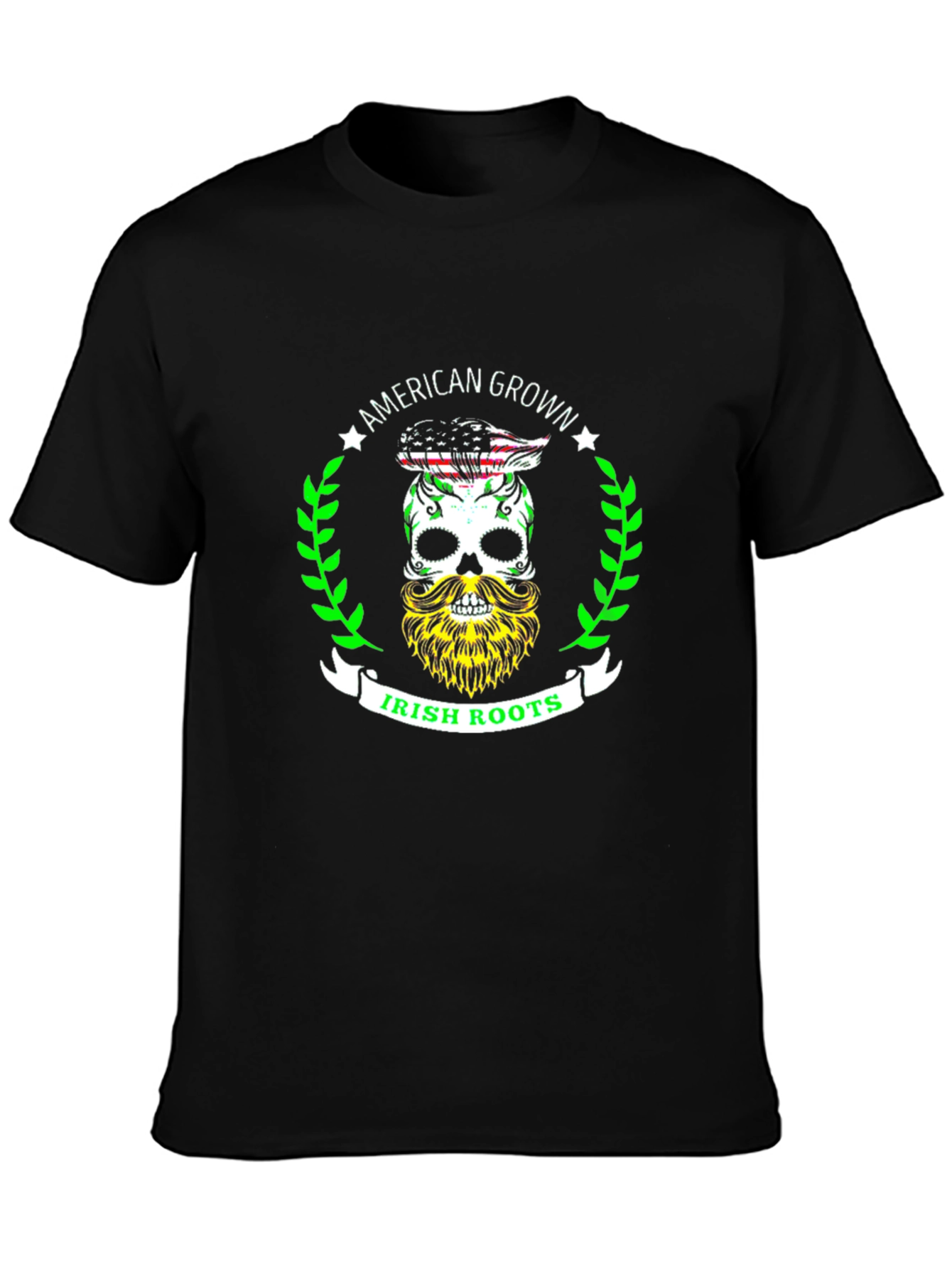 American Grown Irish Roots Skull Graphic Tee