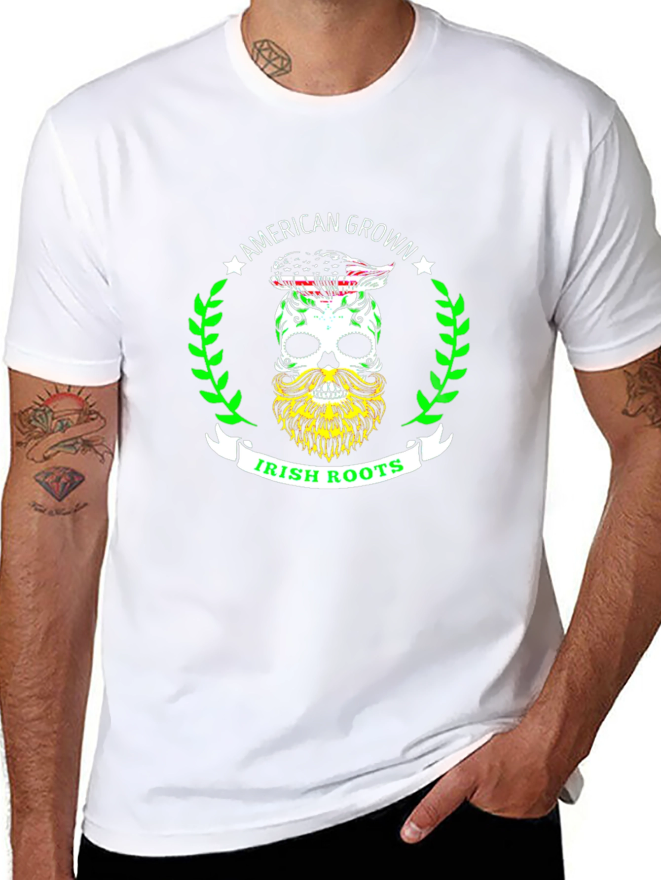 American Grown Irish Roots Skull Graphic Tee