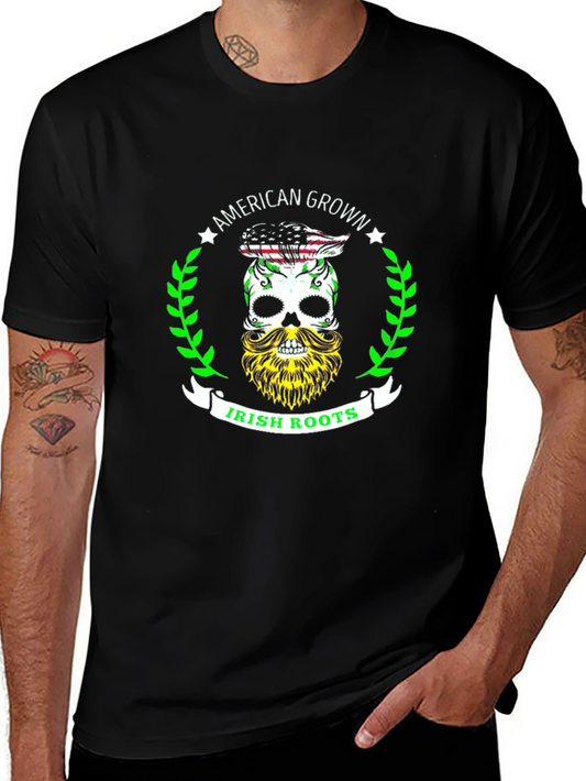 American Grown Irish Roots Skull Graphic Tee