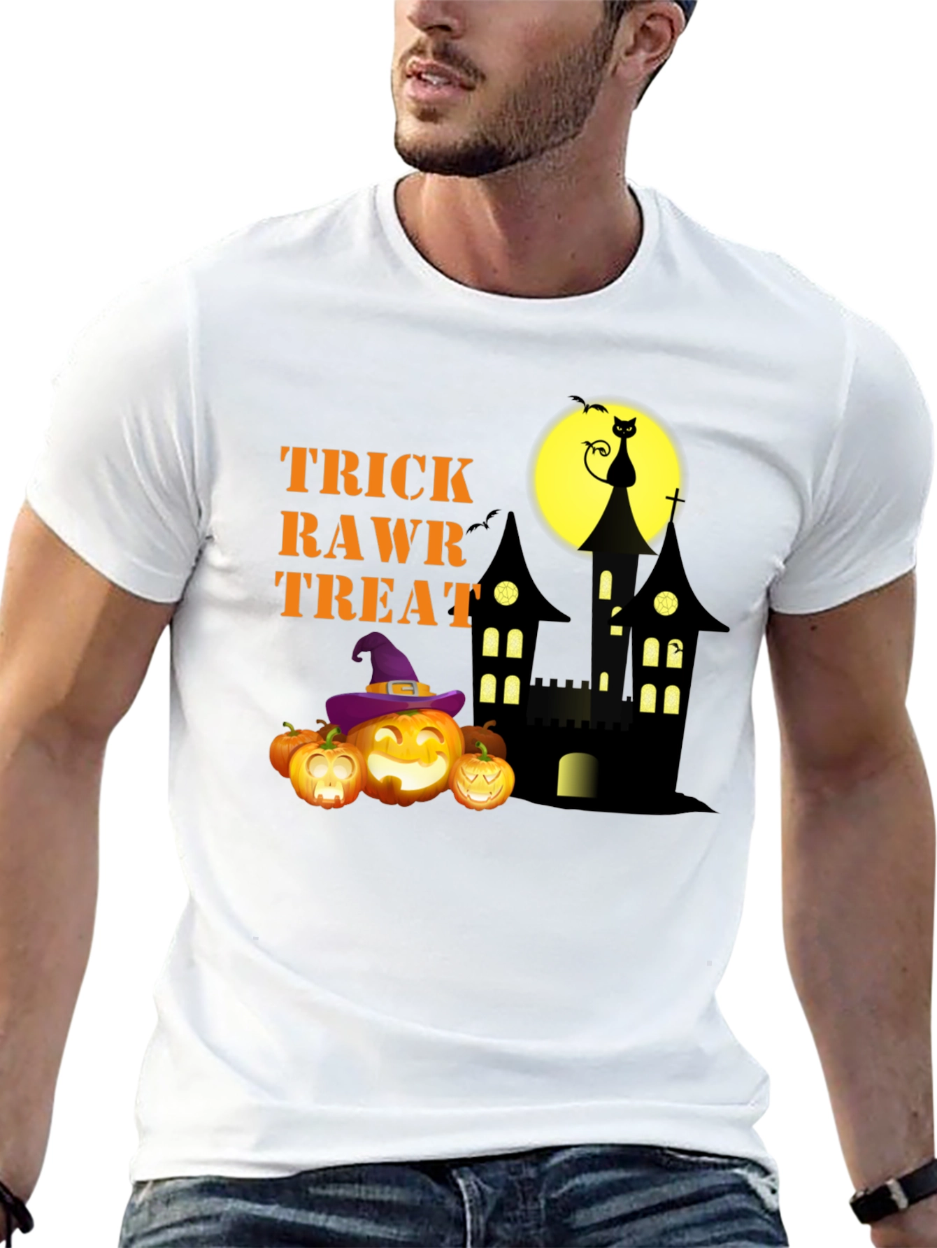 Halloween Trick Rawr Treat Graphic Tee
