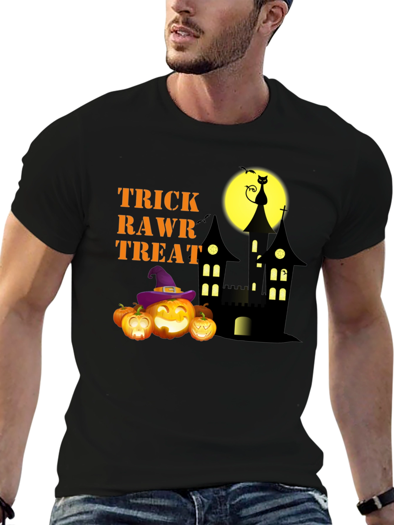 Halloween Trick Rawr Treat Graphic Tee