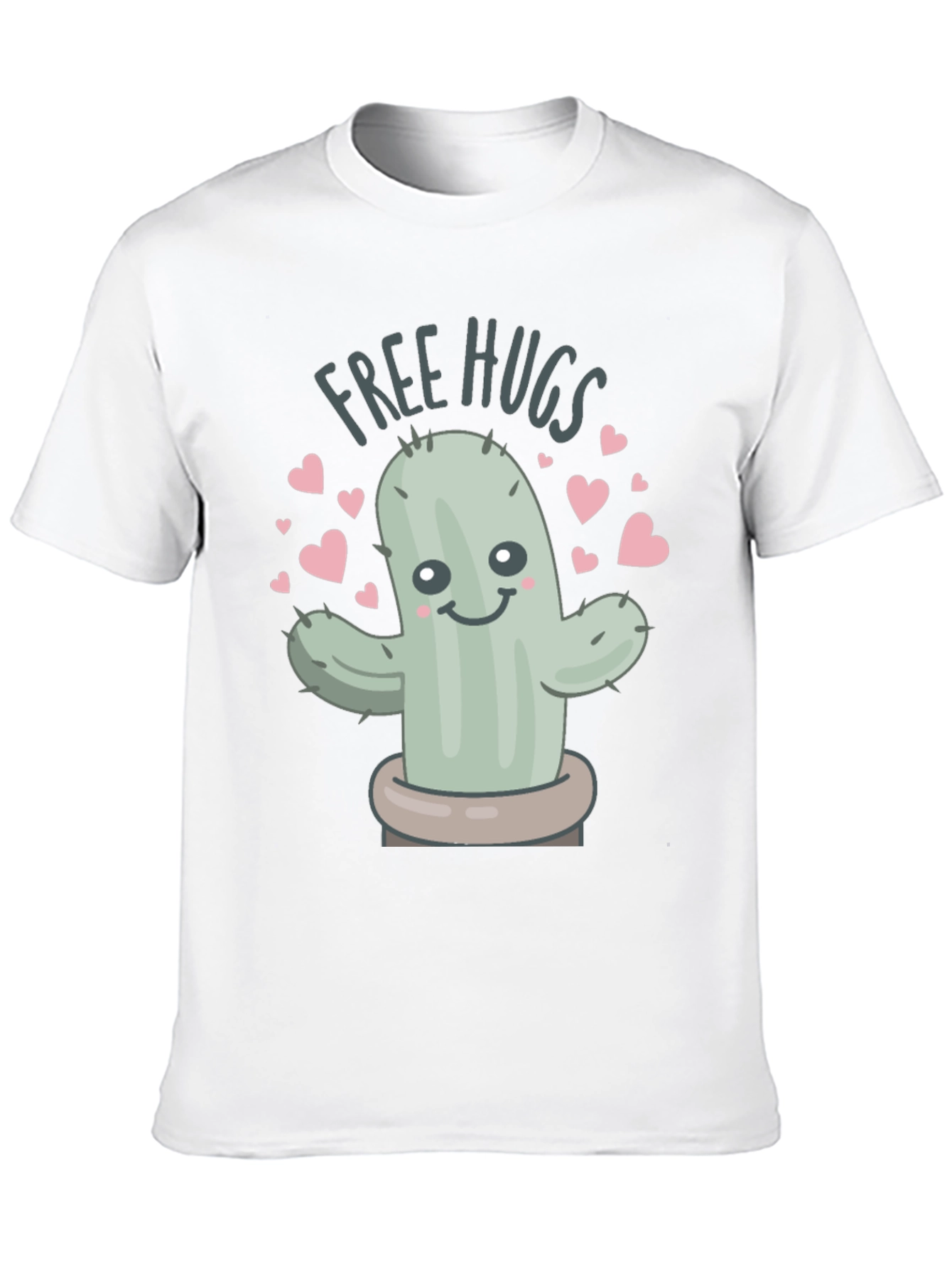 Free Hugs Cactus Graphic Tee - Unisex Black T-Shirt