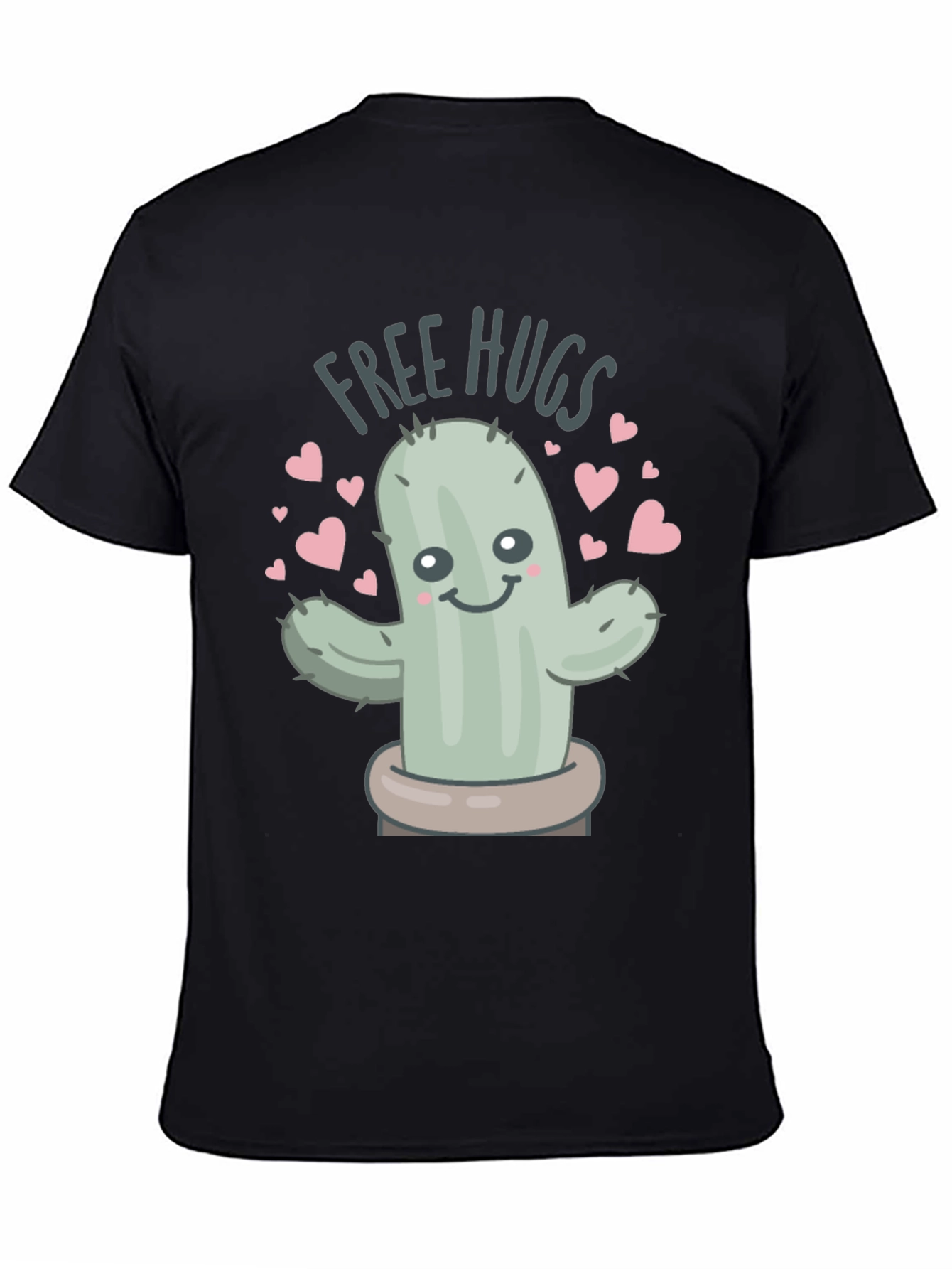 Free Hugs Cactus Graphic Tee - Unisex Black T-Shirt