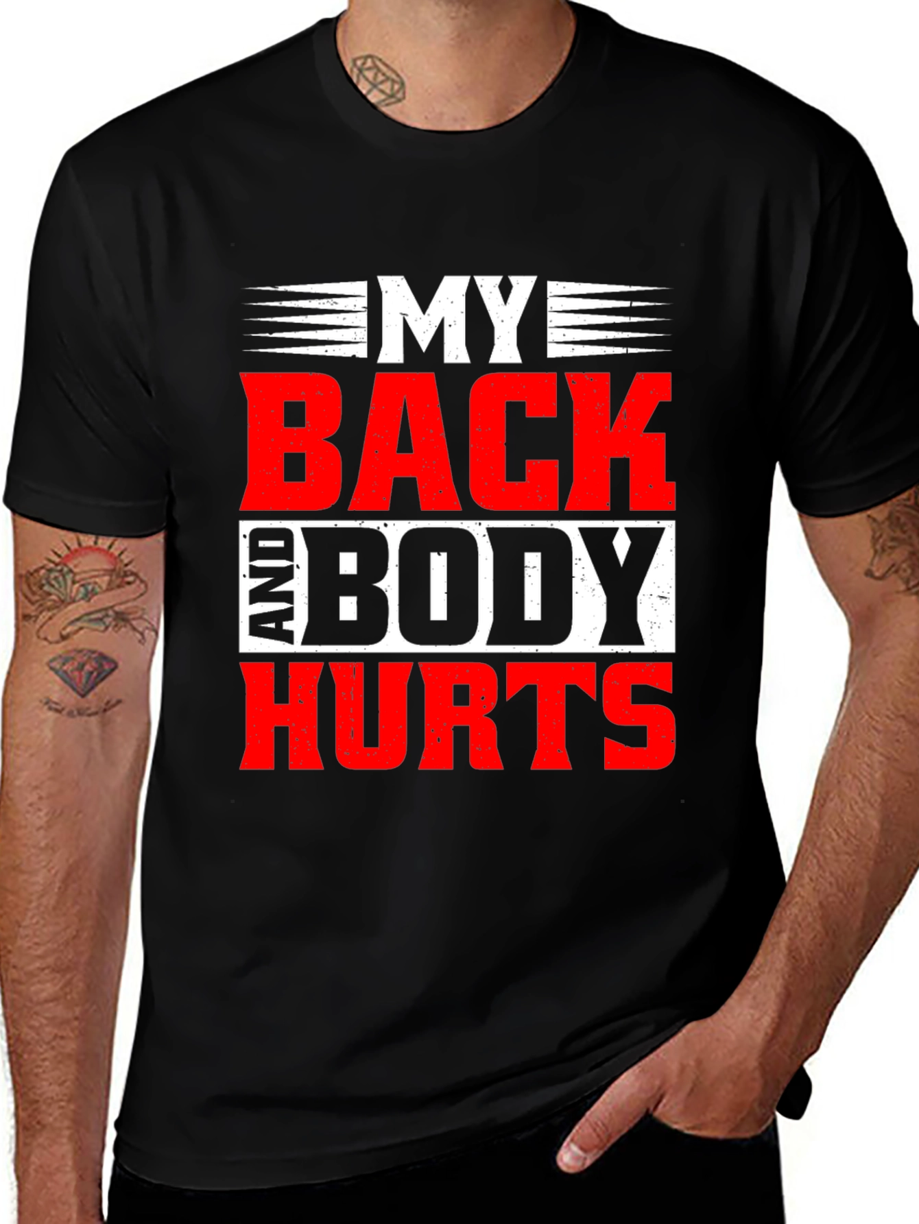 My Back And Body Hurts Graphic Tee - Black
