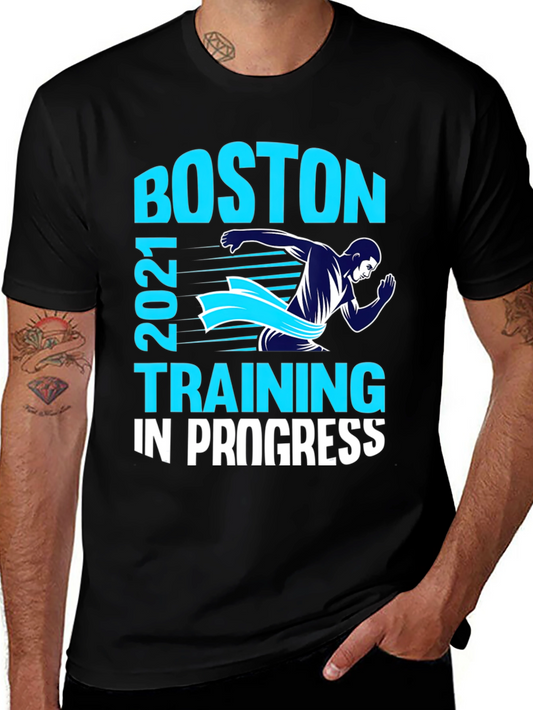 Boston 2021 Training In Progress Mens Black T-Shirt