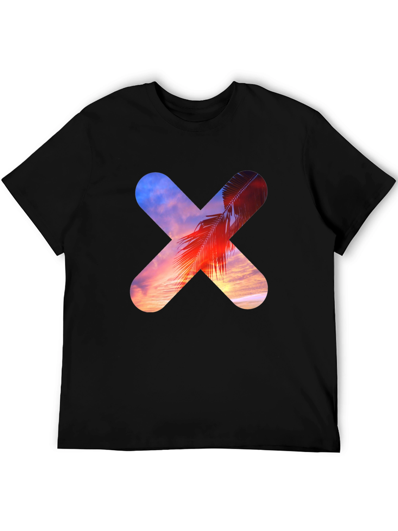 Sunset Palm Tree Cross Graphic T-Shirt