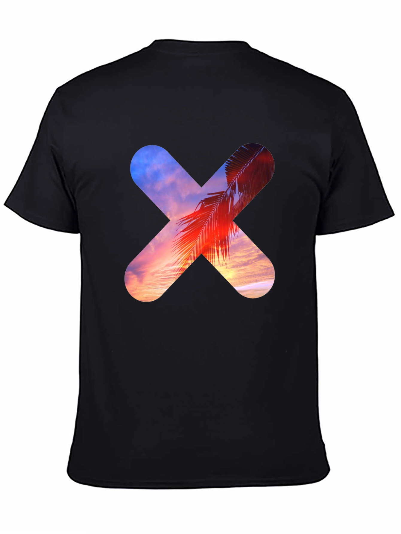 Sunset Palm Tree Cross Graphic T-Shirt