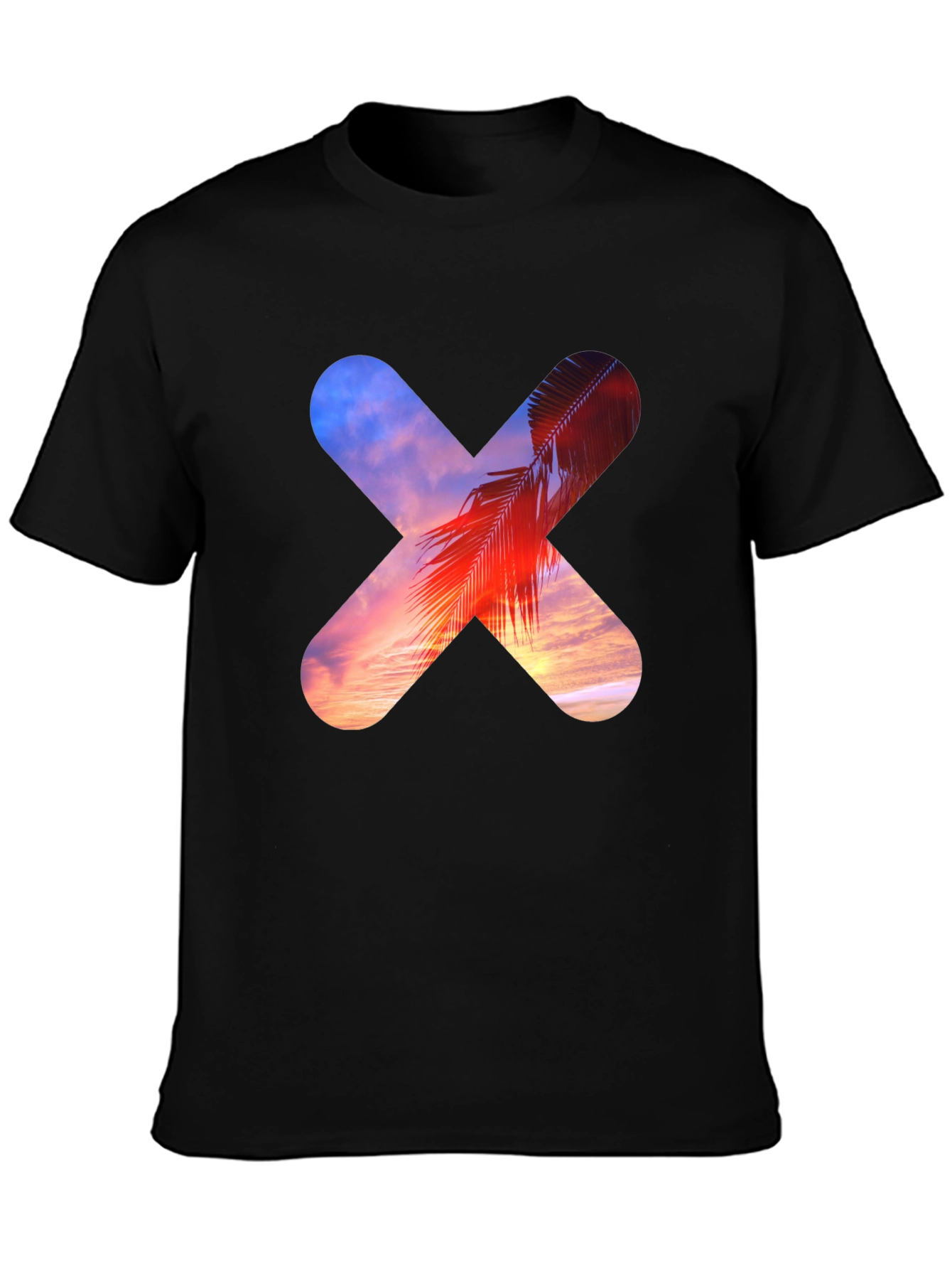 Sunset Palm Tree Cross Graphic T-Shirt