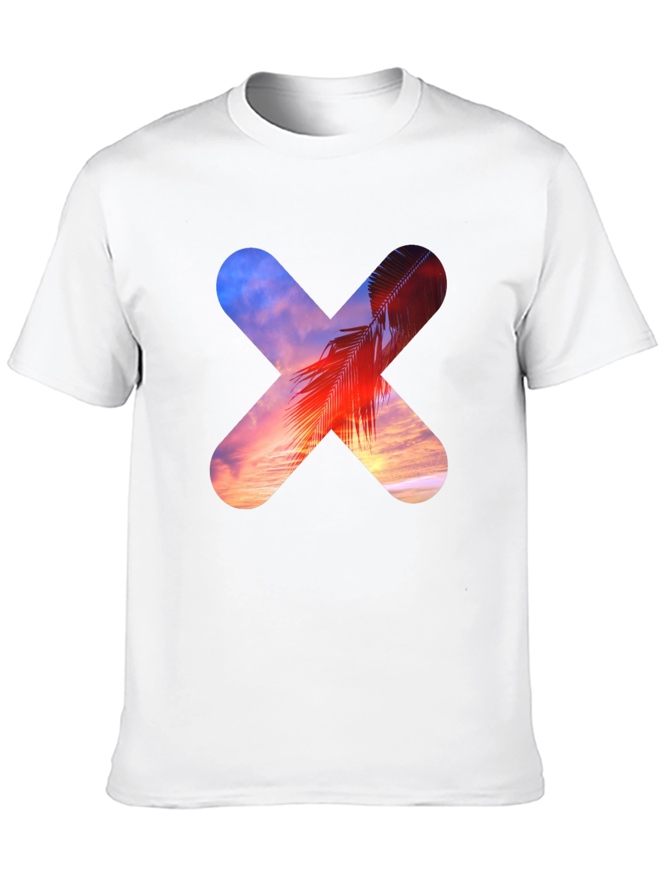 Sunset Palm Tree Cross Graphic T-Shirt