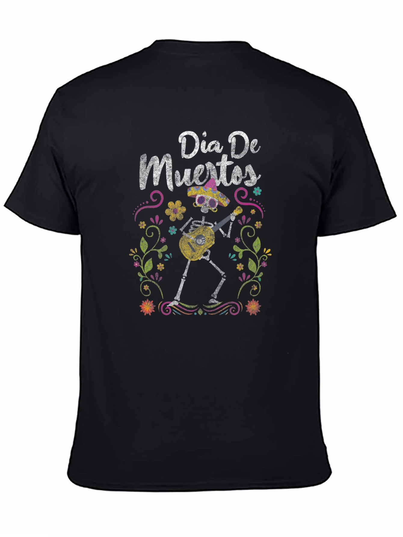 Dia De Muertos T-Shirt - Skeleton Guitar Player