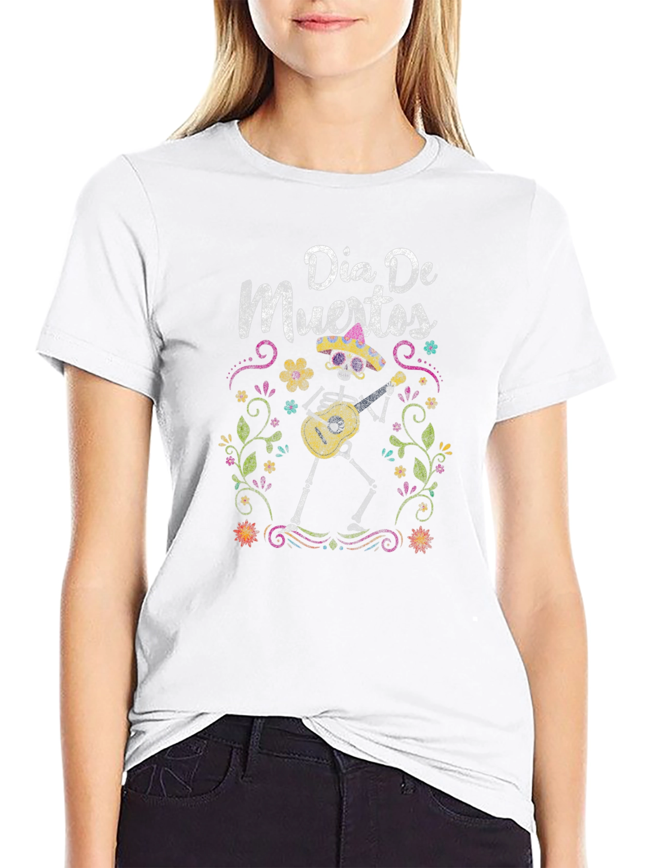 Dia De Muertos T-Shirt - Skeleton Guitar Player