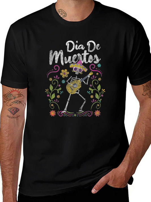 Dia De Muertos T-Shirt - Skeleton Guitar Player