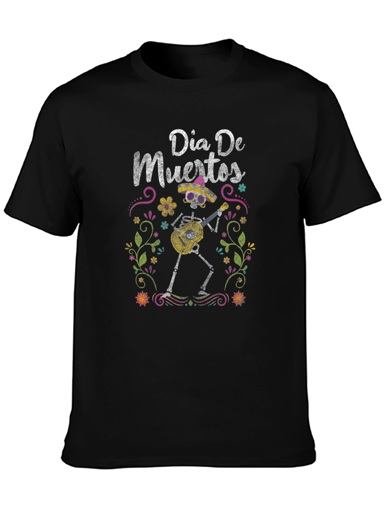 Dia De Muertos T-Shirt - Skeleton Guitar Player