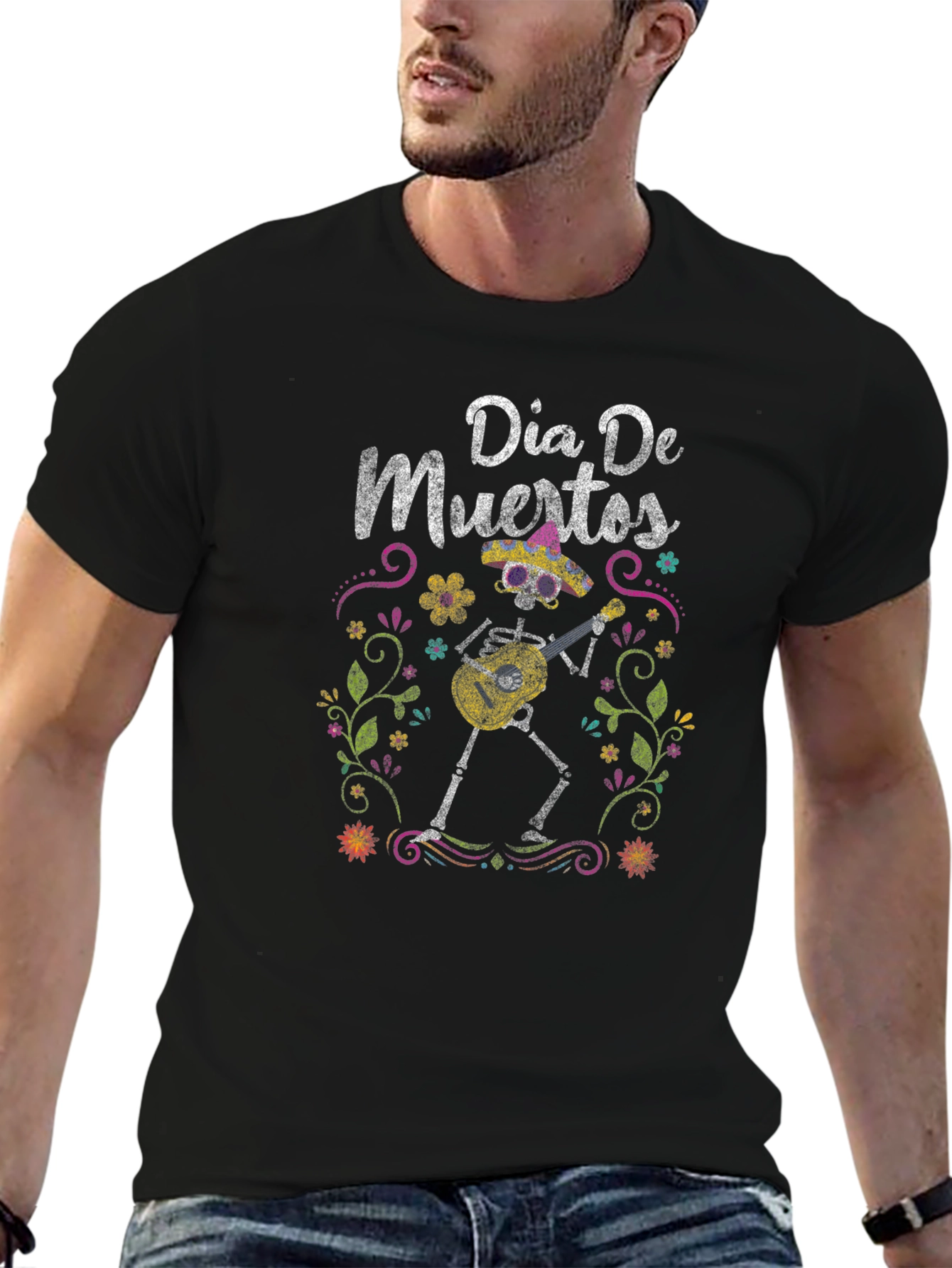 Dia De Muertos T-Shirt - Skeleton Guitar Player