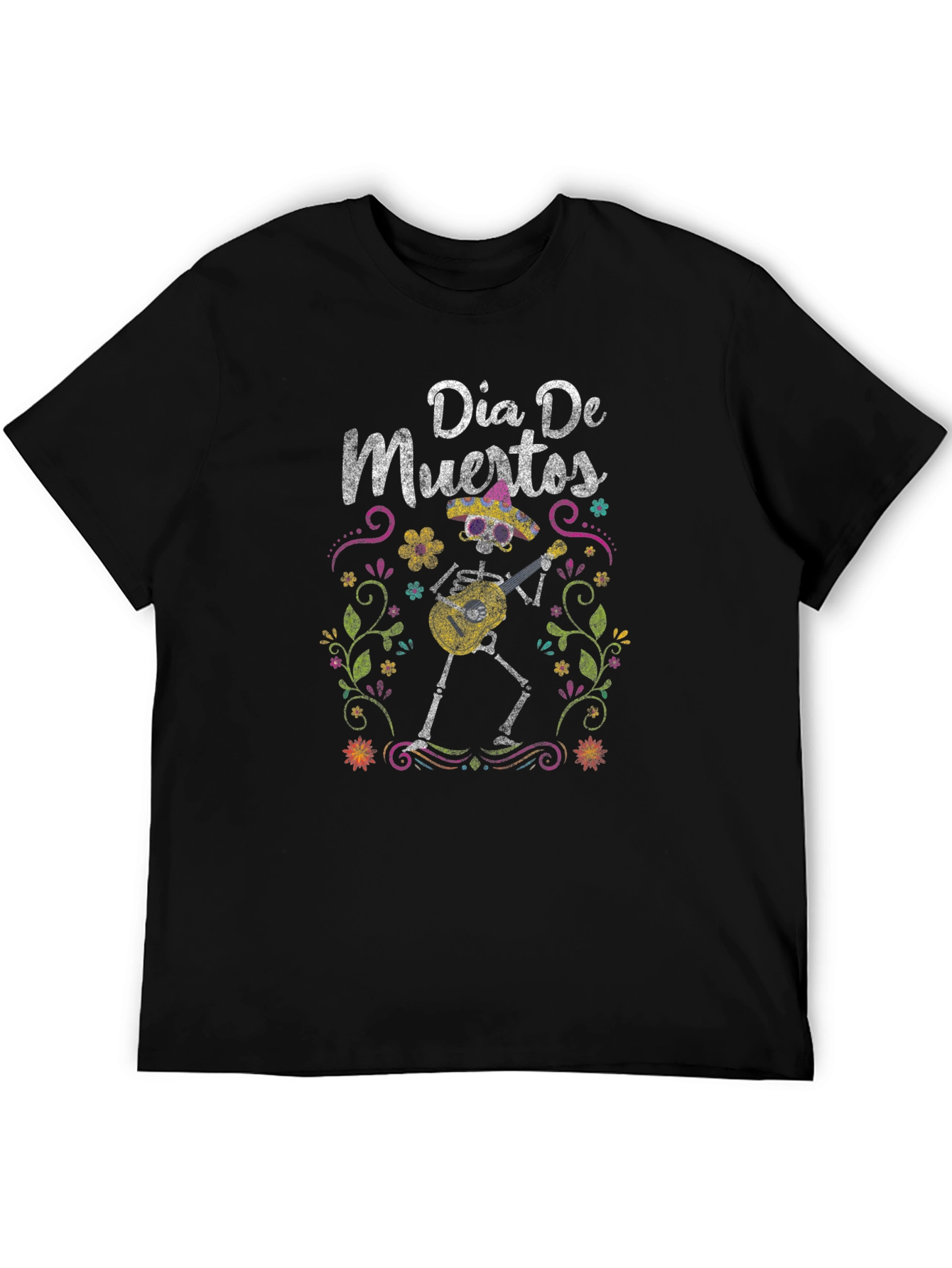 Dia De Muertos T-Shirt - Skeleton Guitar Player