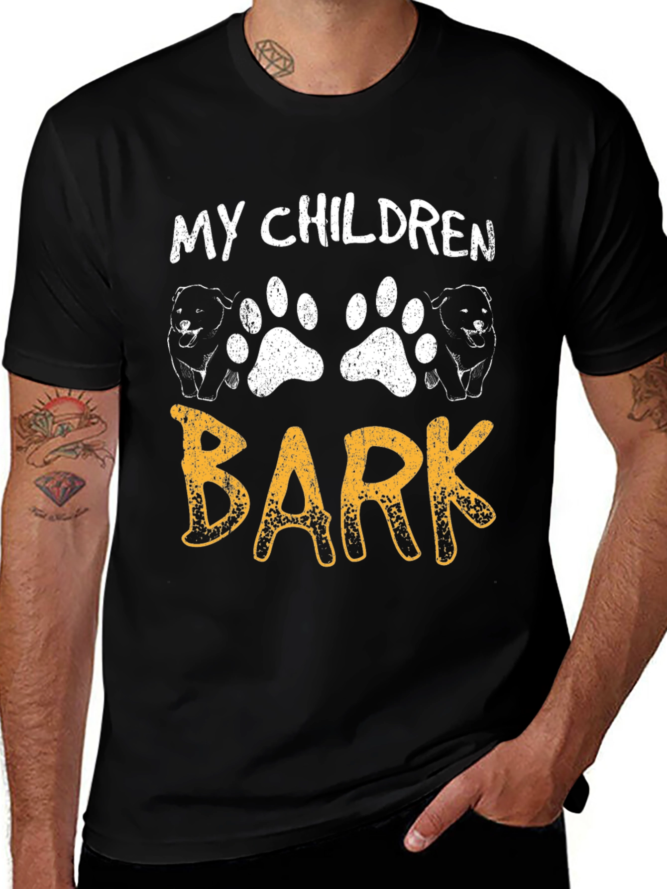 My Children Bark T-Shirt - Dog Paw Print Tee