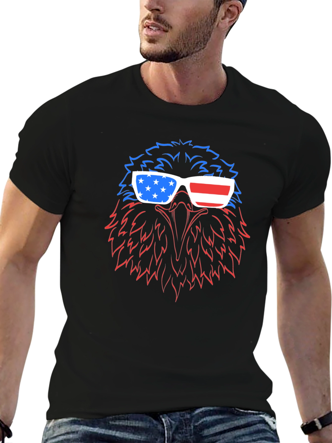 Patriotic Eagle USA Flag Sunglasses T-Shirt
