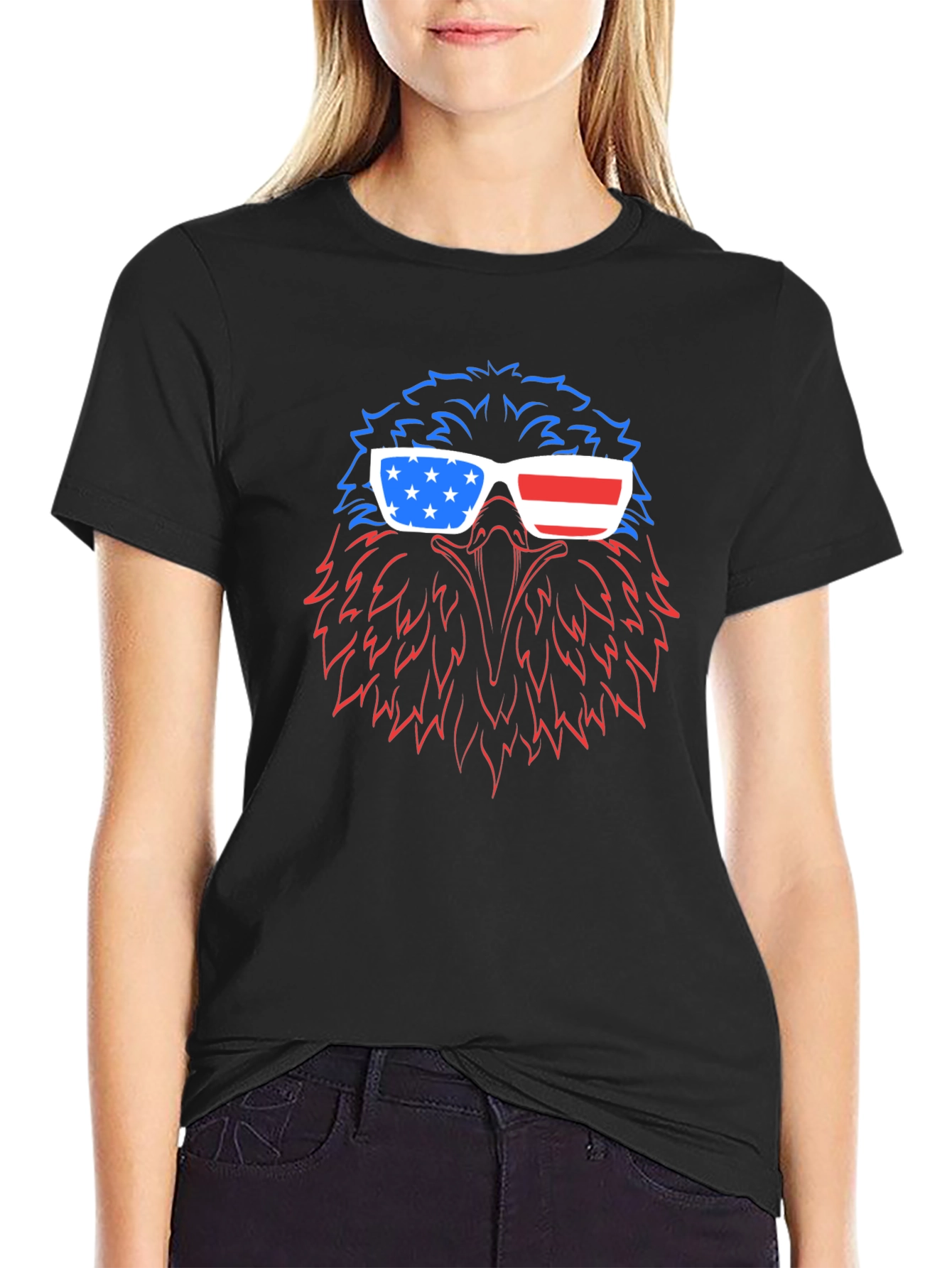 Patriotic Eagle USA Flag Sunglasses T-Shirt