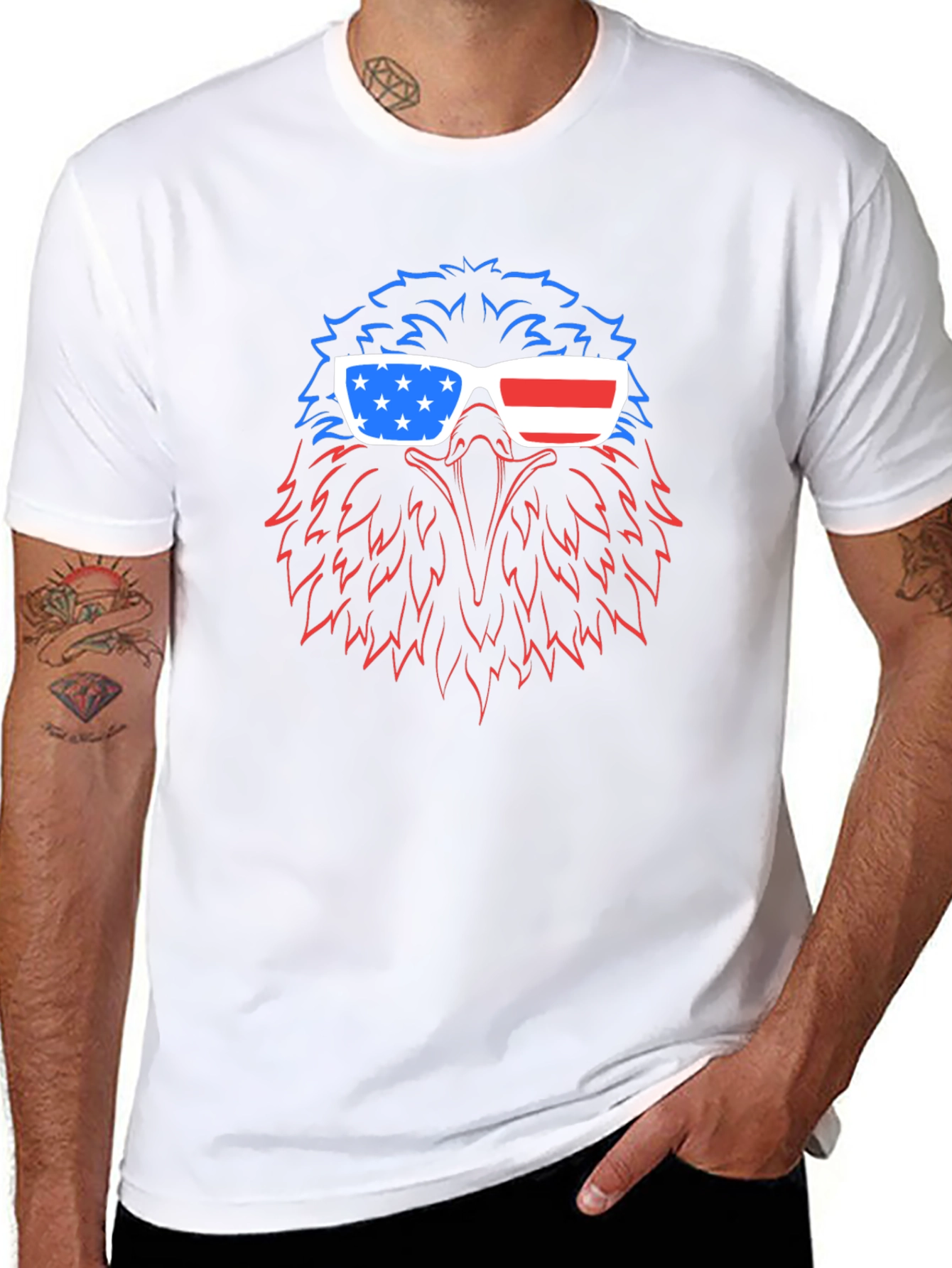 Patriotic Eagle USA Flag Sunglasses T-Shirt
