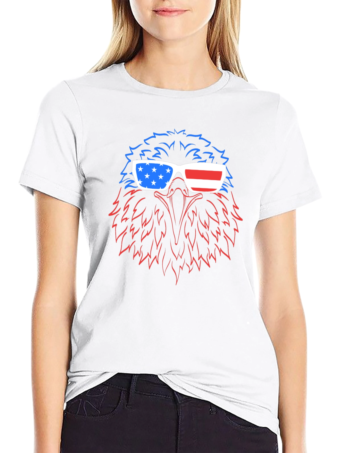 Patriotic Eagle USA Flag Sunglasses T-Shirt