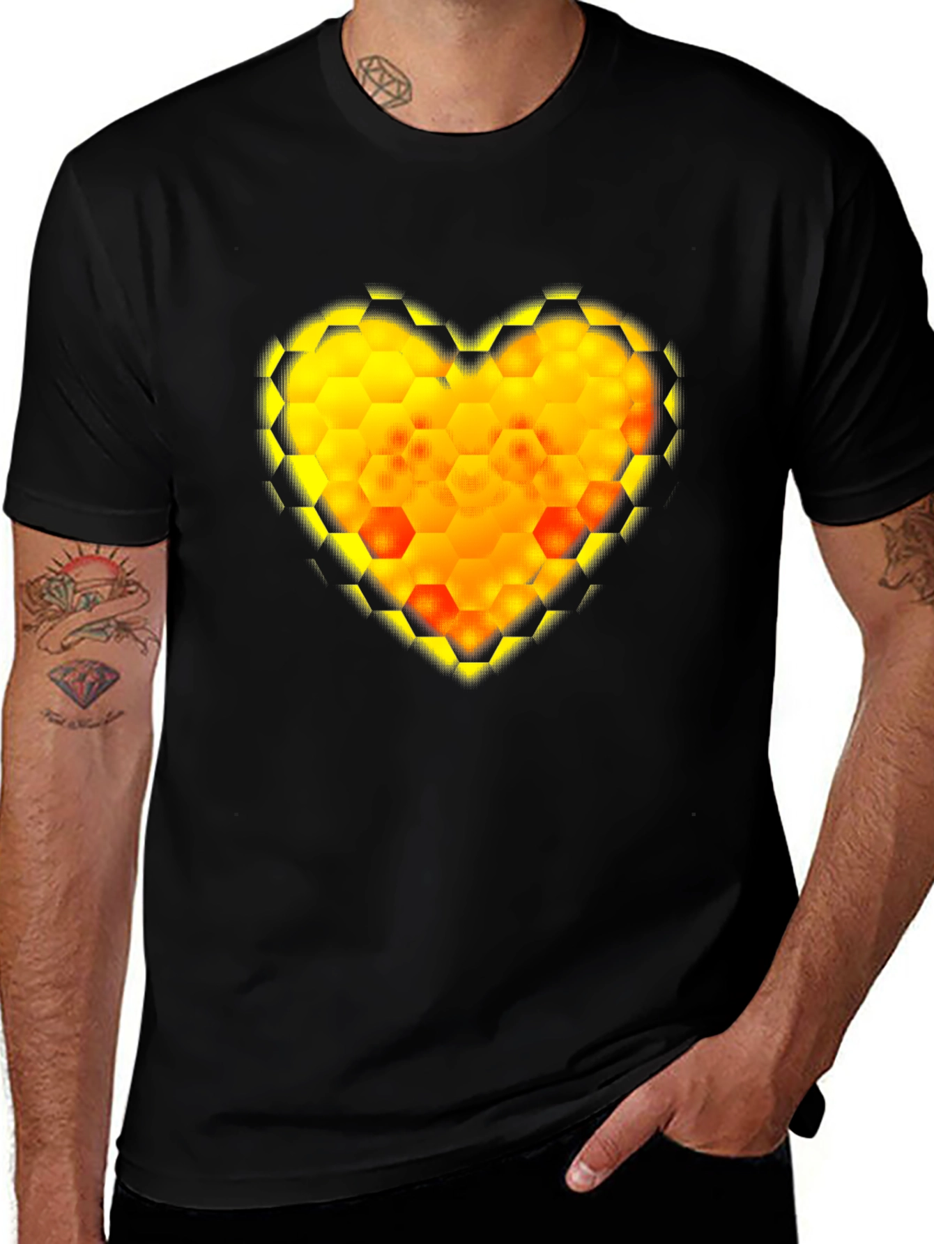 Honeycomb Heart Tee - Modern Graphic Print