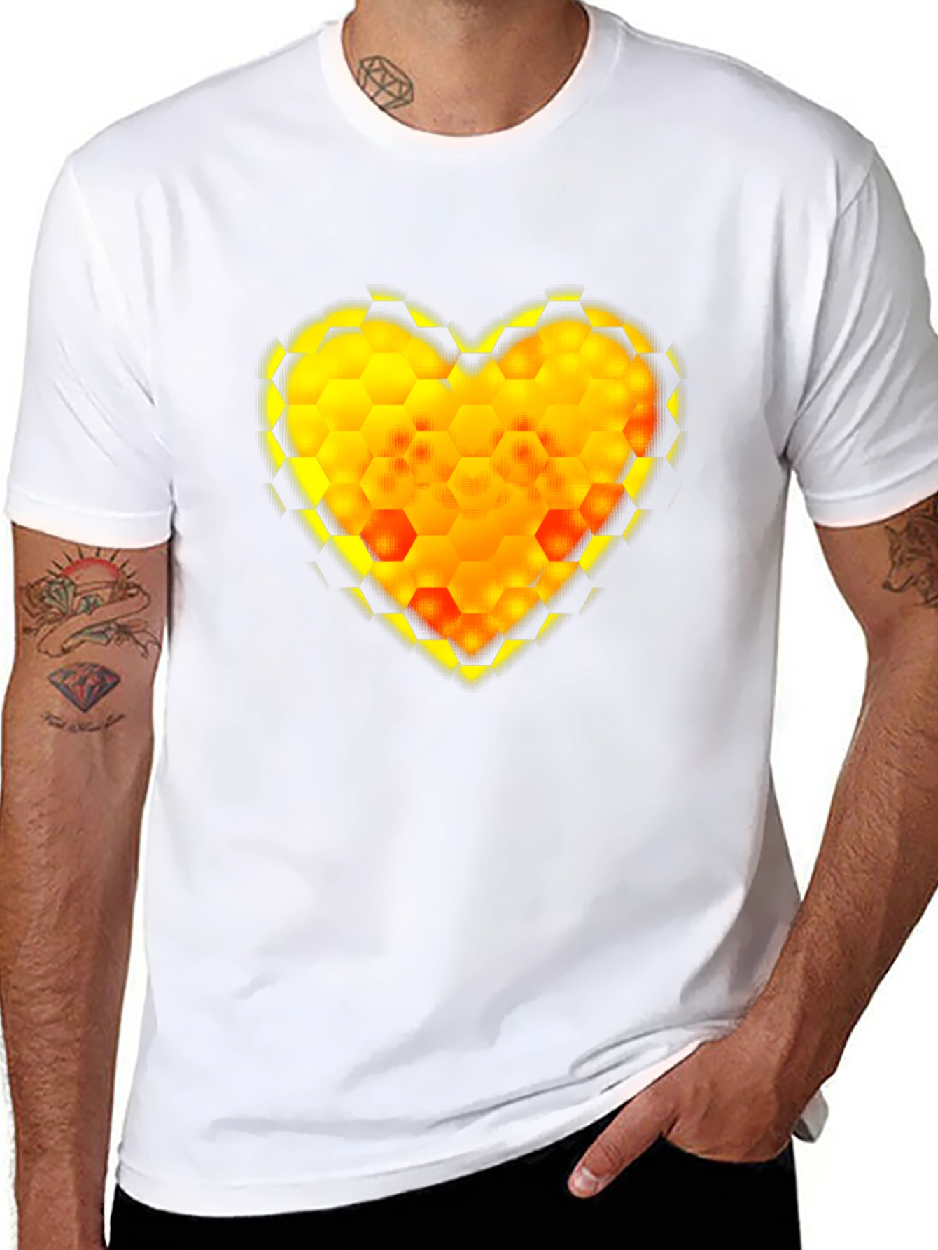 Honeycomb Heart Tee - Modern Graphic Print