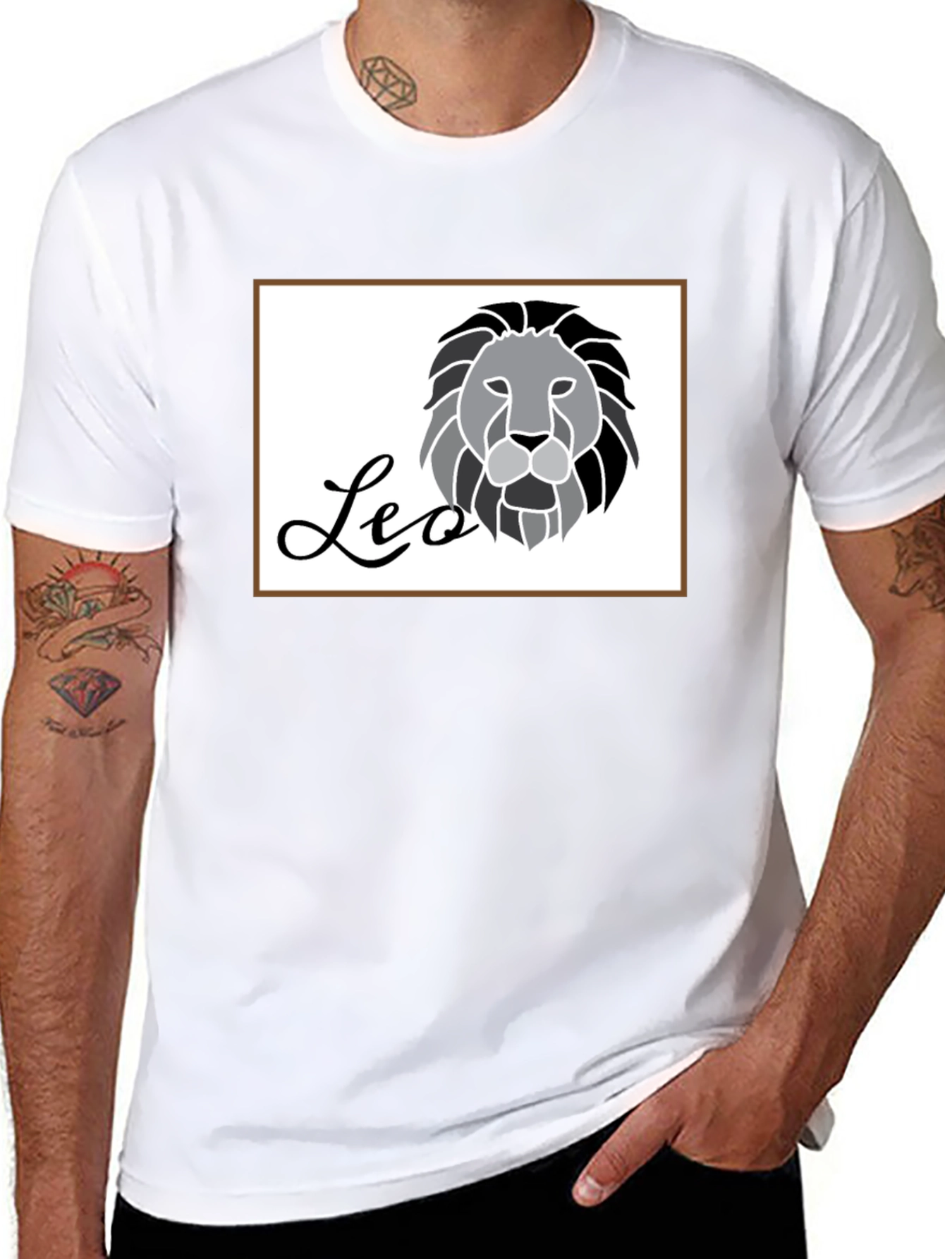 Black Leo Zodiac Graphic Tee for Men
