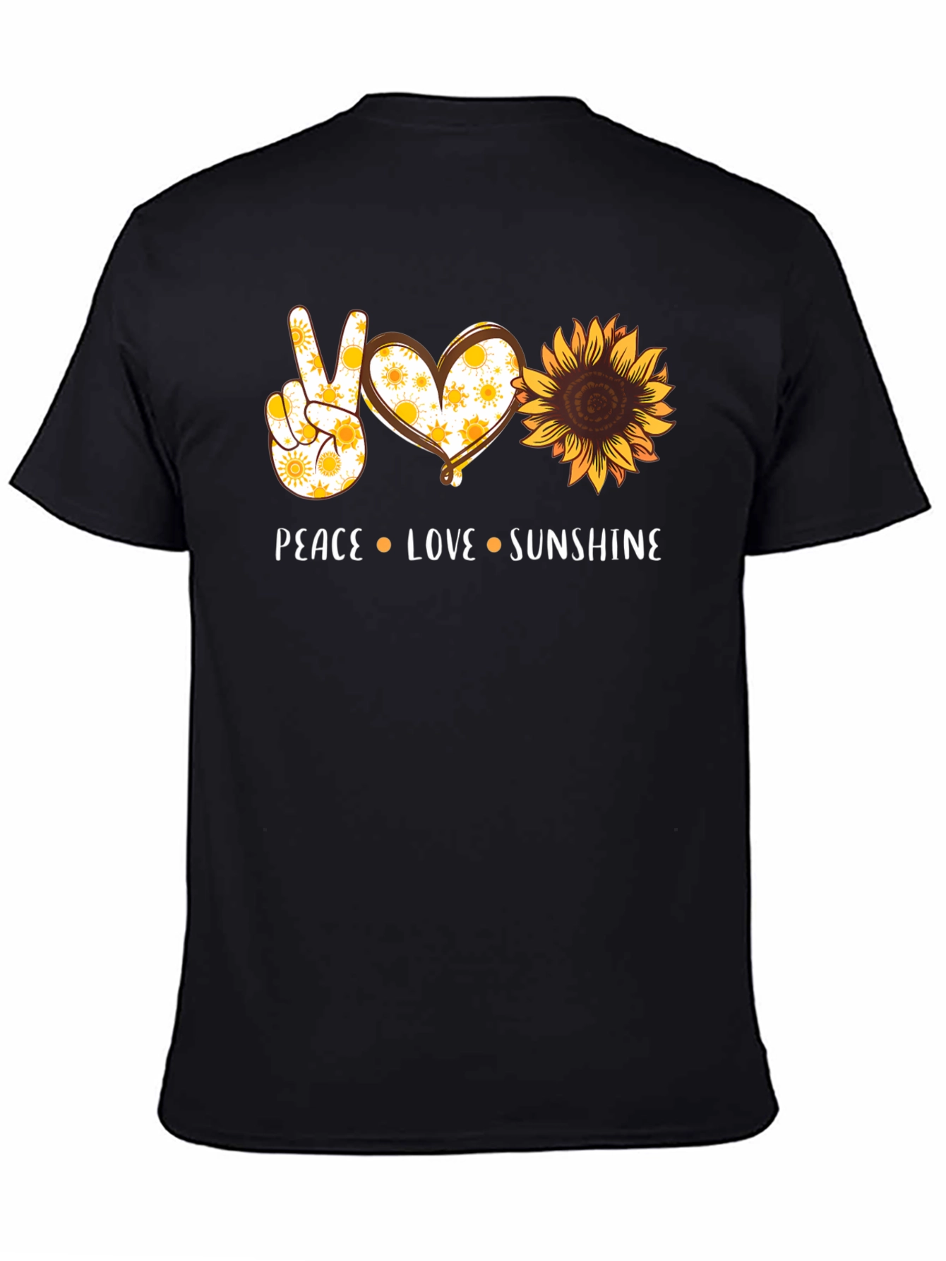 Peace Love Sunshine Graphic Tee - Sunflower Design