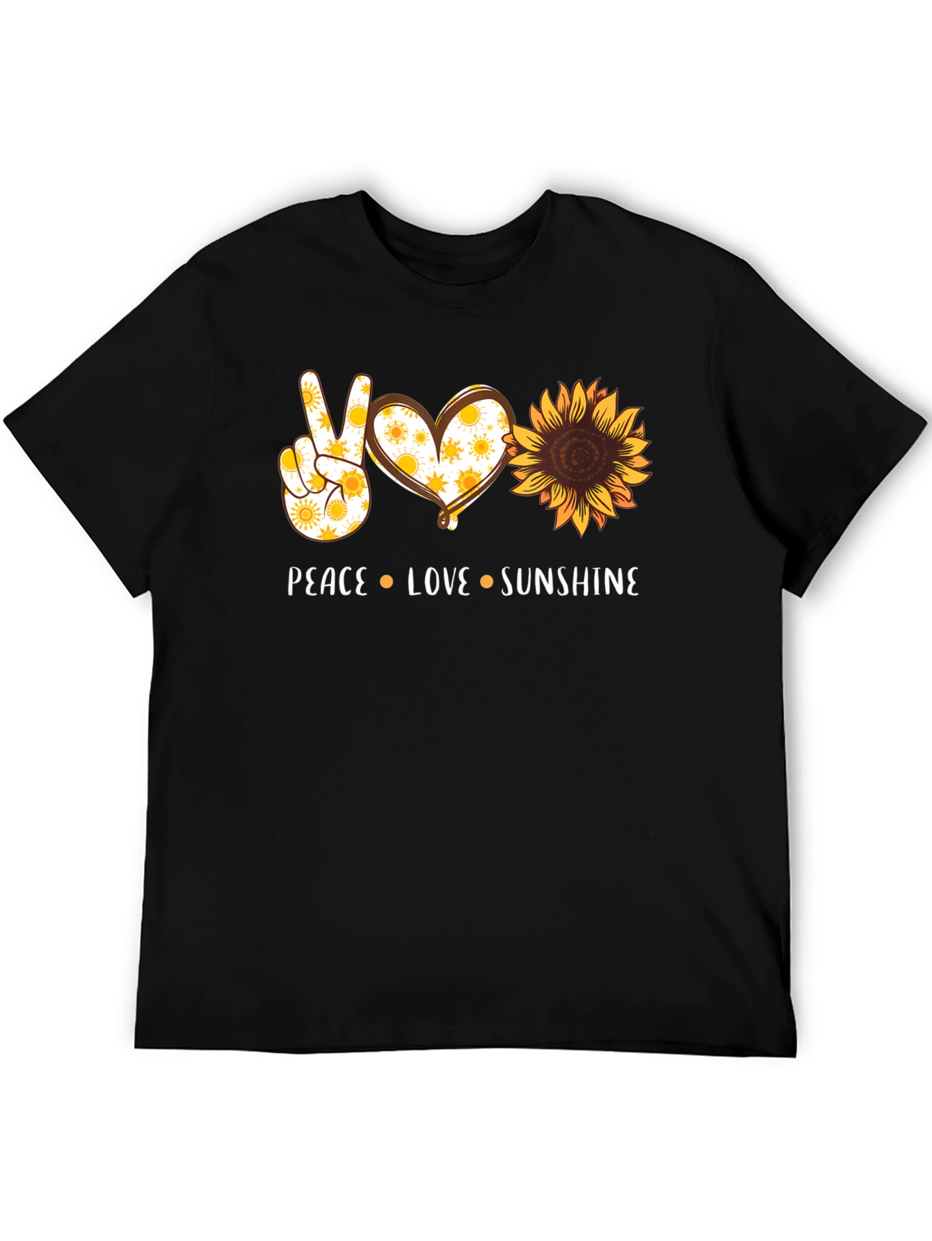 Peace Love Sunshine Graphic Tee - Sunflower Design