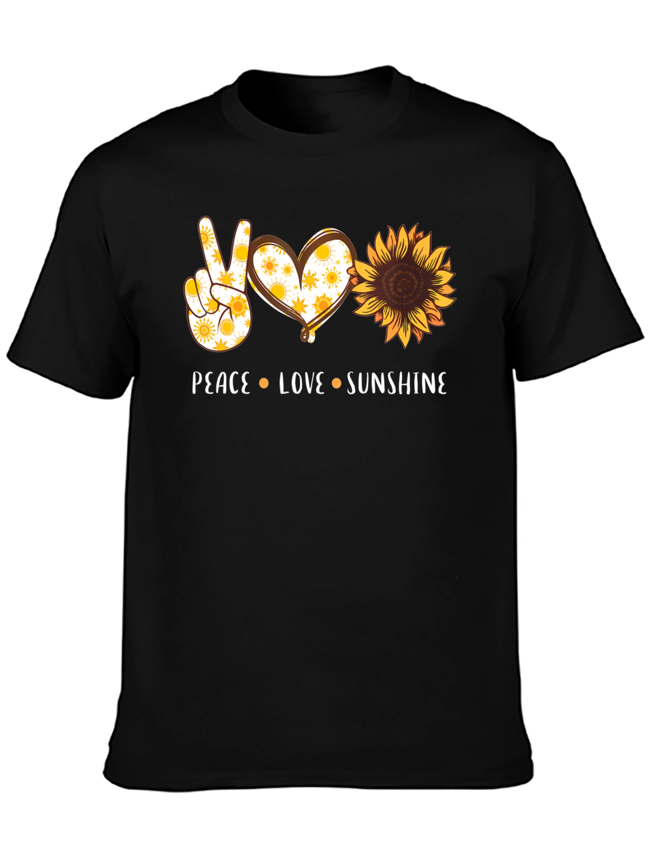 Peace Love Sunshine Graphic Tee - Sunflower Design