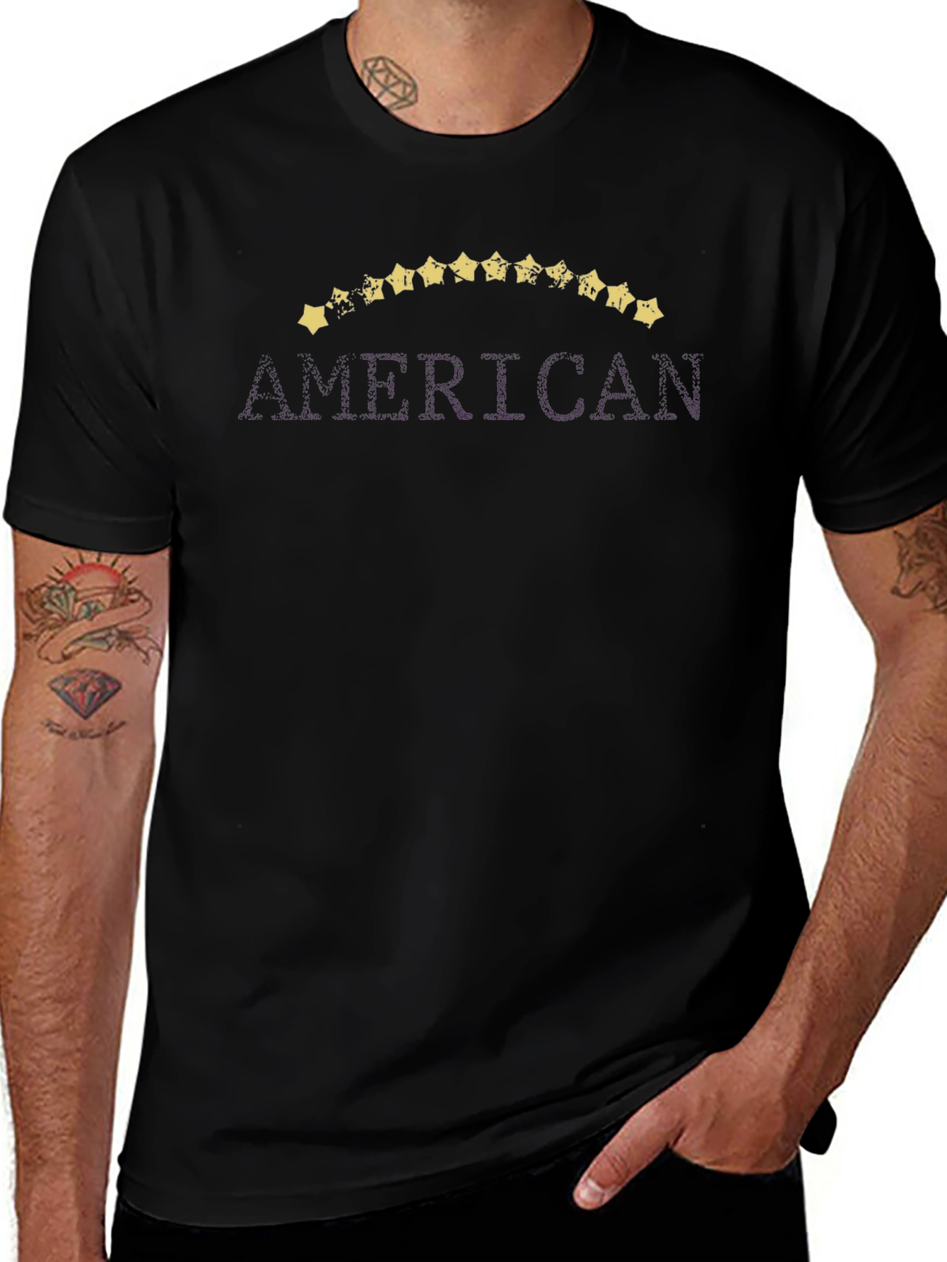 American Flag Star Graphic Print T-Shirt