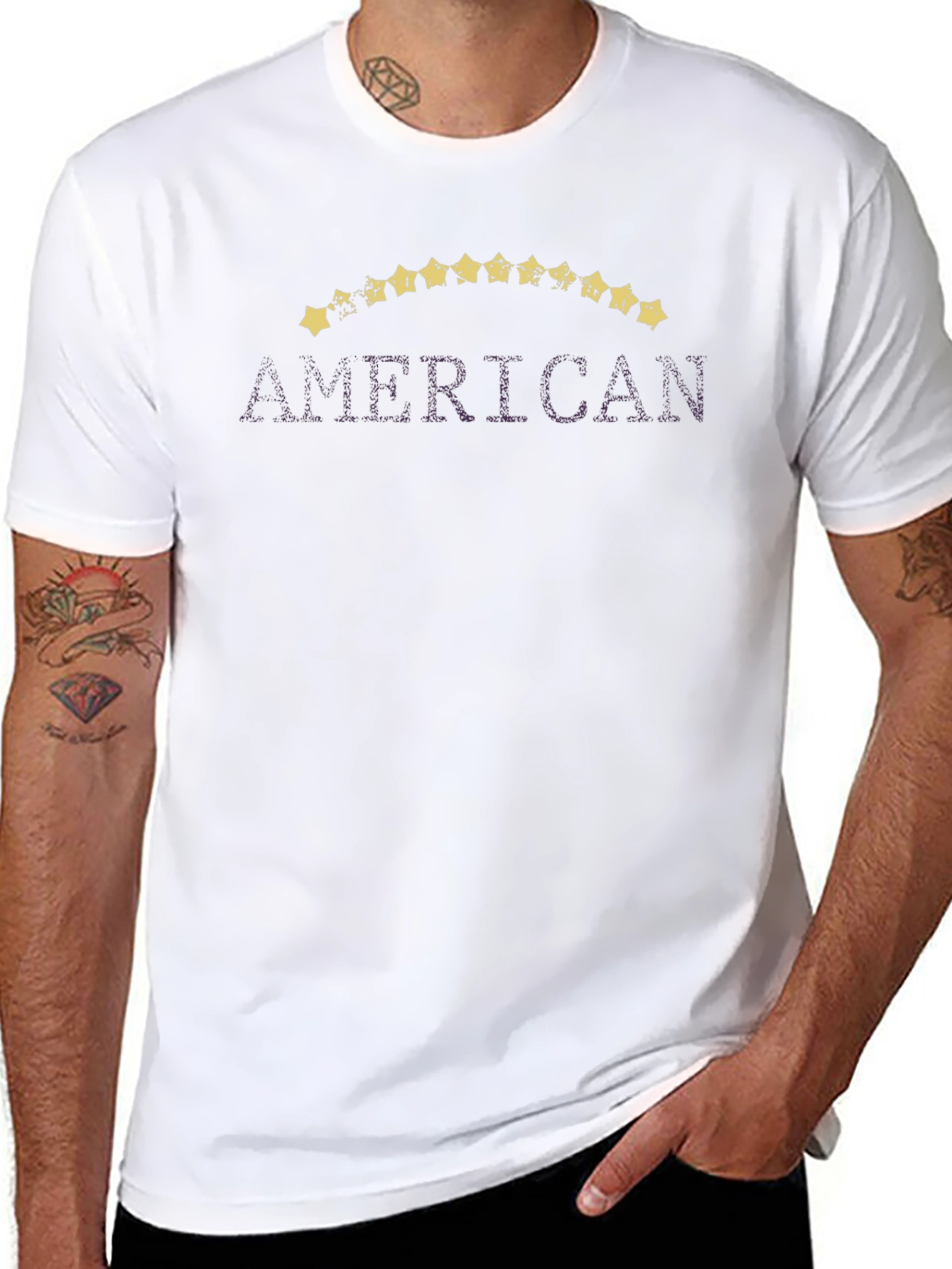 American Flag Star Graphic Print T-Shirt