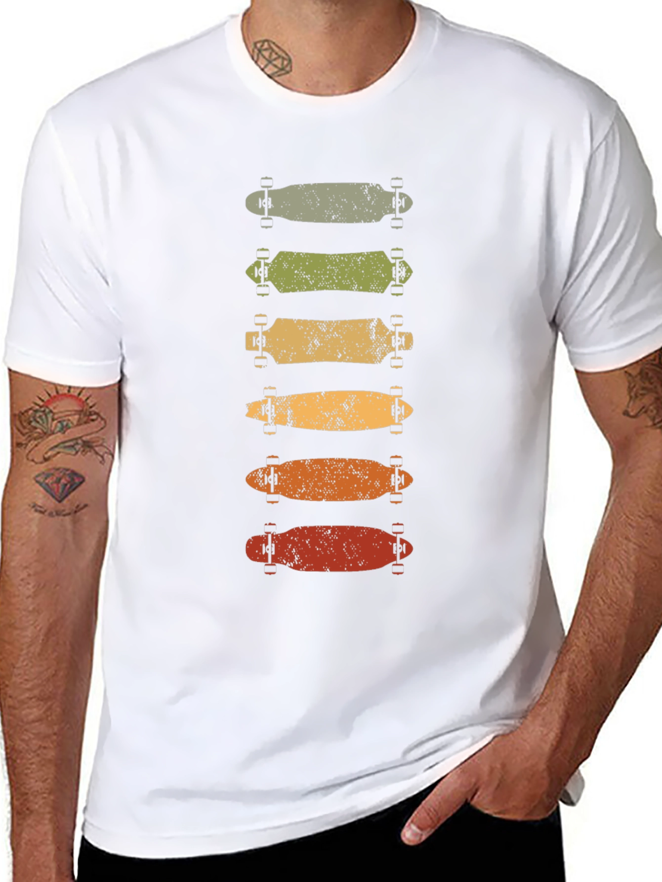 Retro Skateboard Stack Graphic Tee - Black