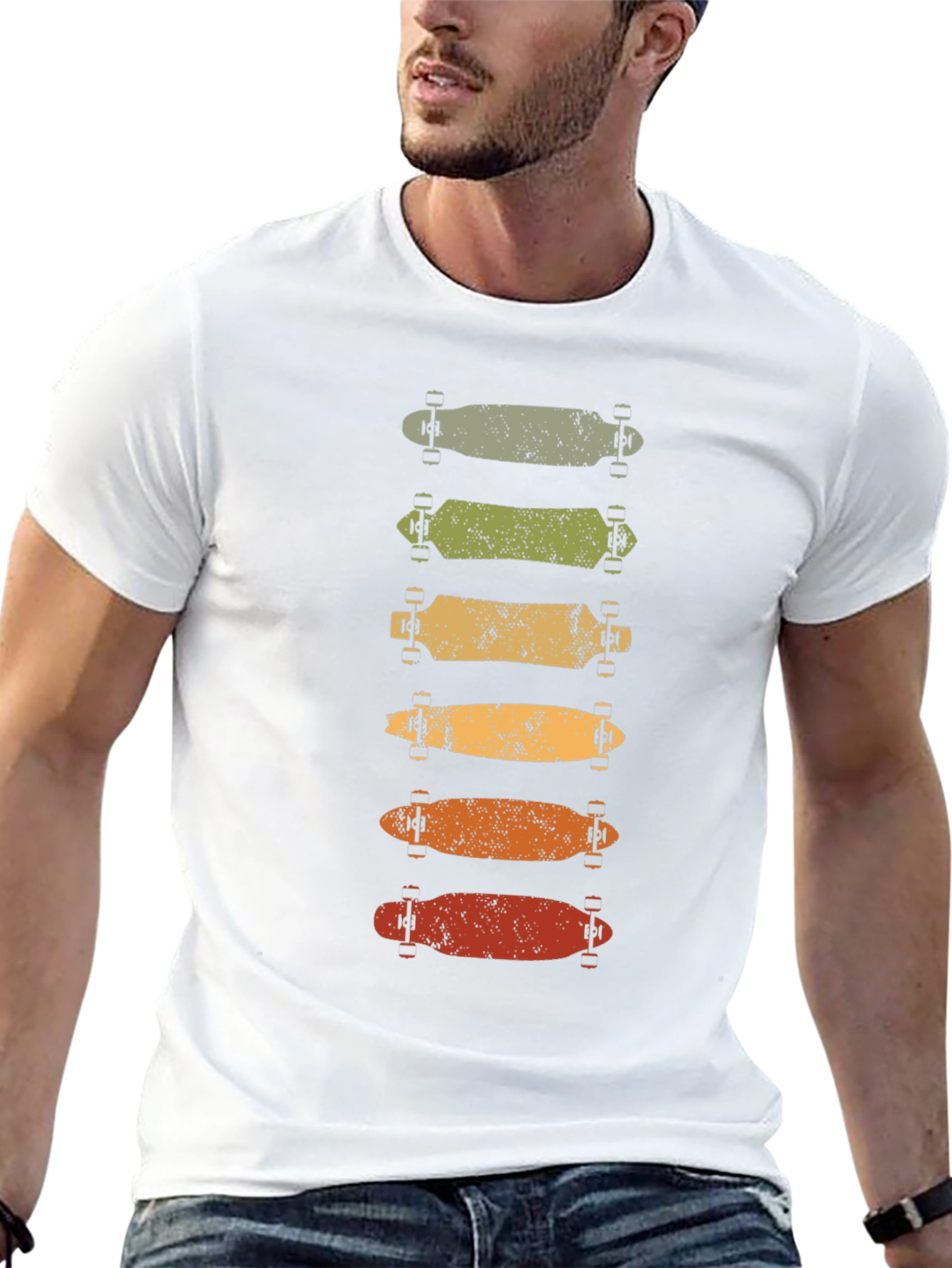 Retro Skateboard Stack Graphic Tee - Black