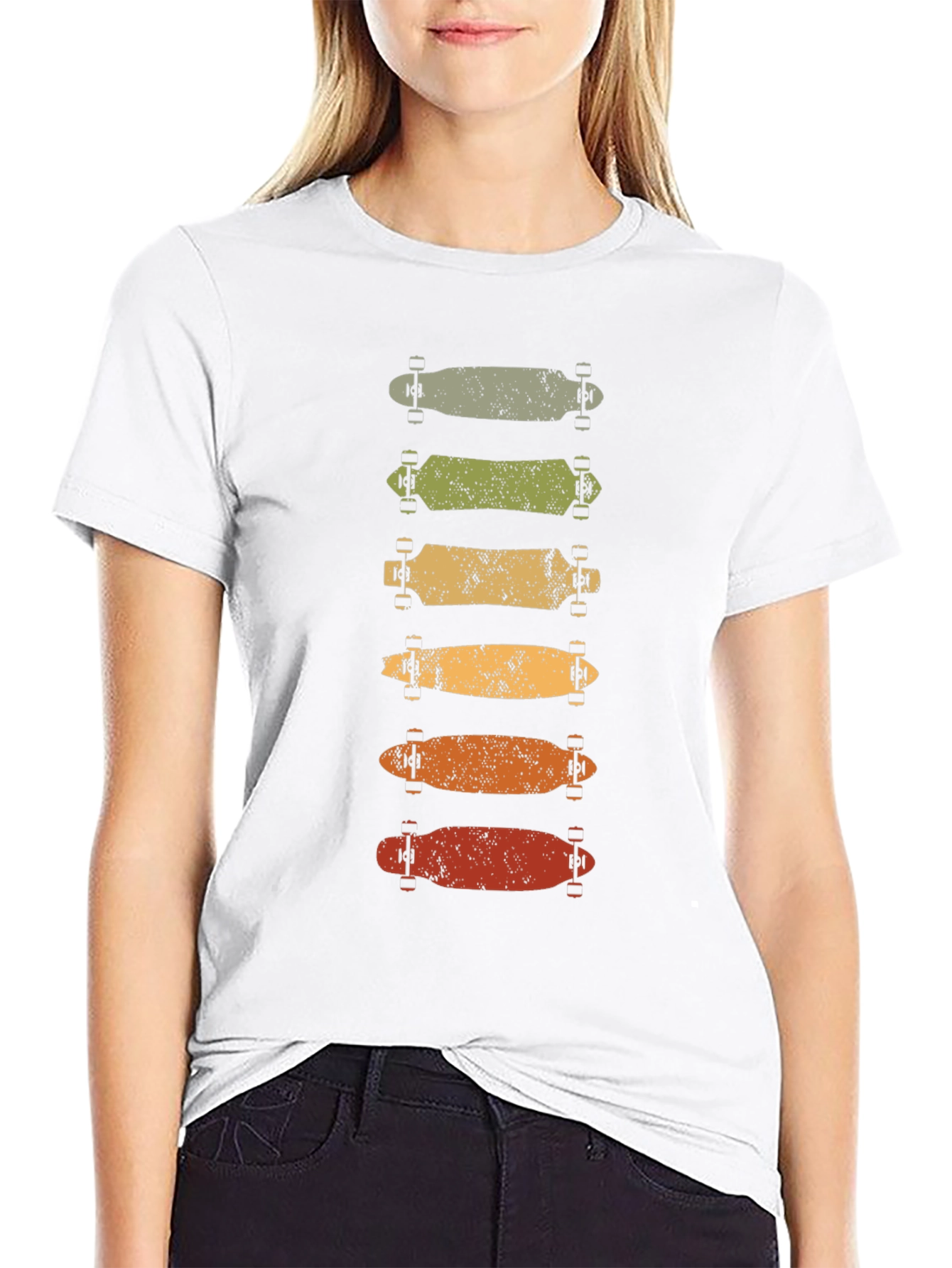 Retro Skateboard Stack Graphic Tee - Black