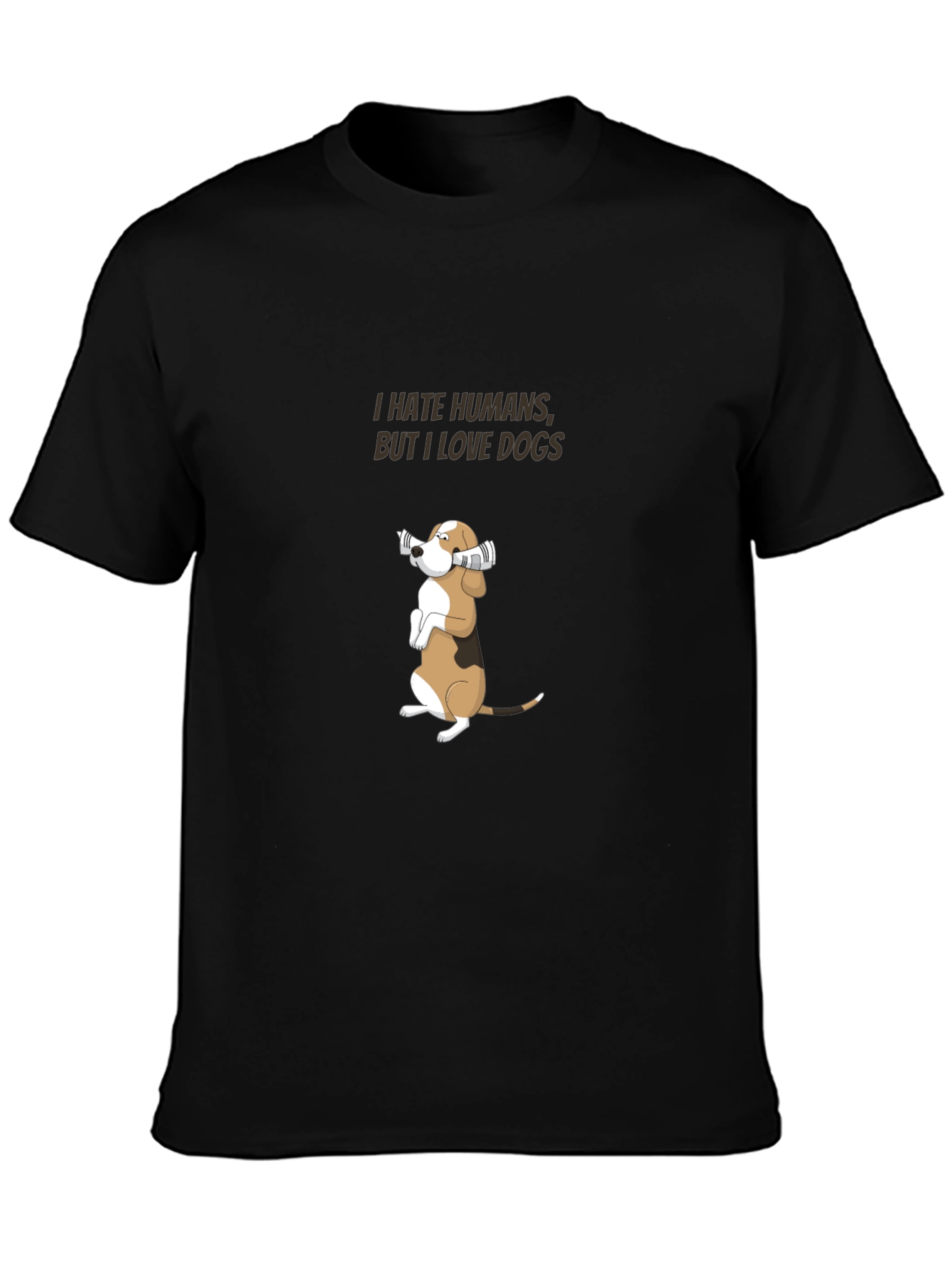 I Hate Humans But I Love Dogs Black T-Shirt