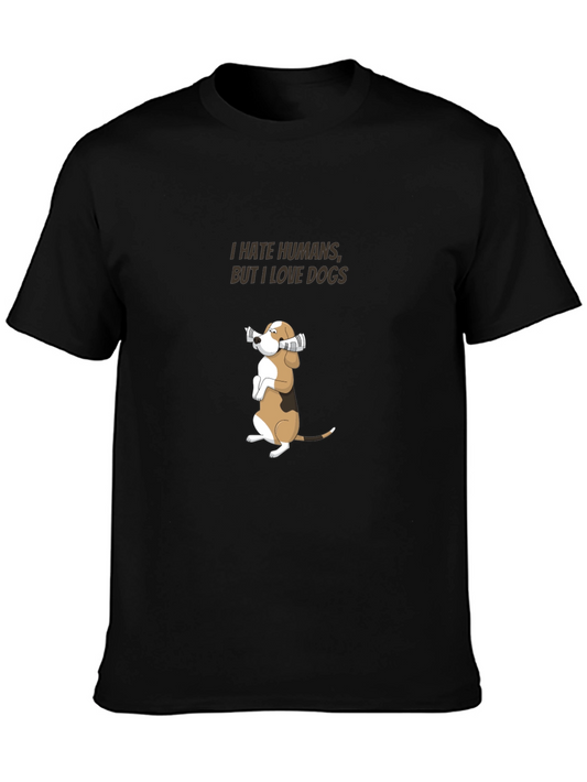 I Hate Humans But I Love Dogs Black T-Shirt