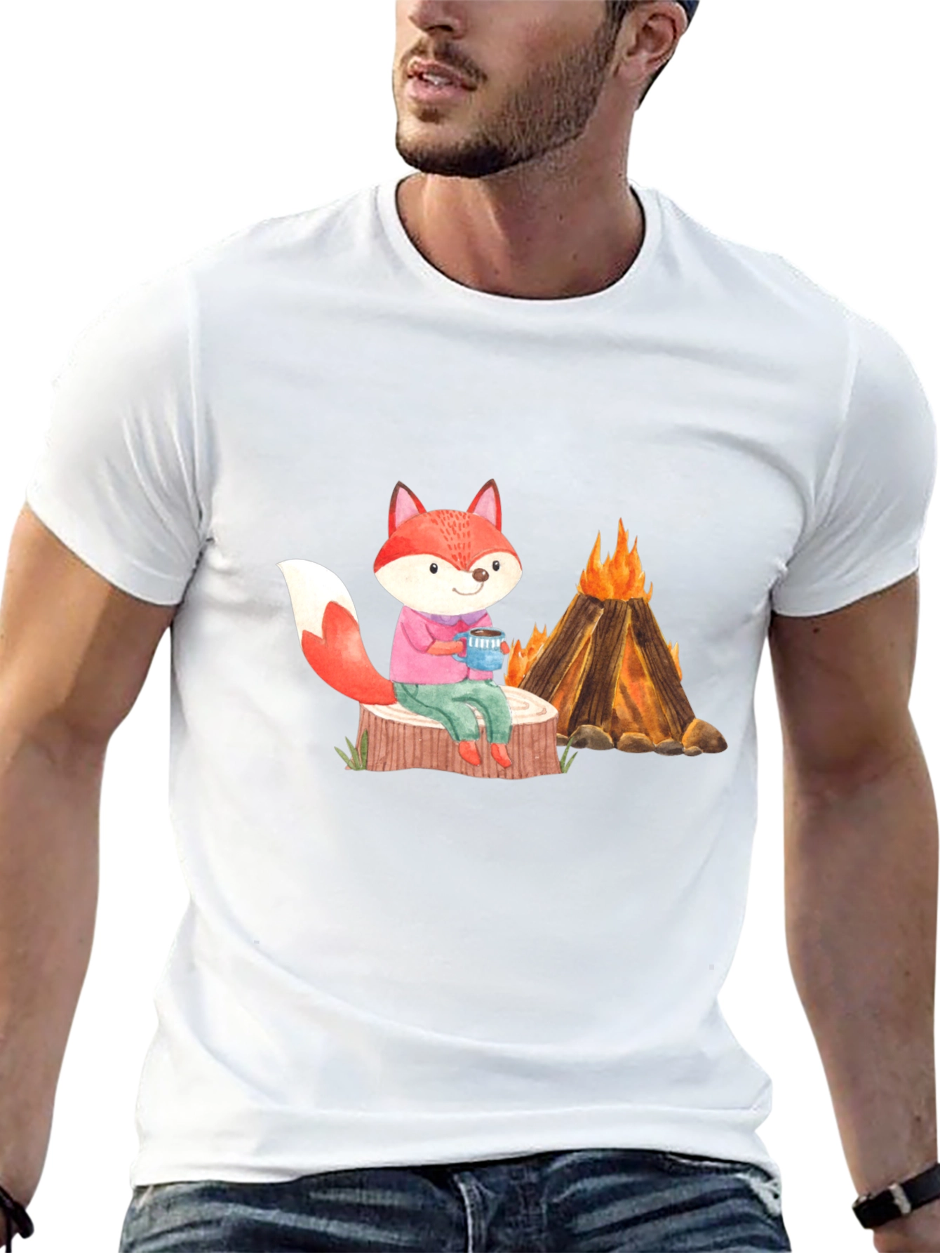 Fox Campfire Graphic T-Shirt - Cozy Comfort