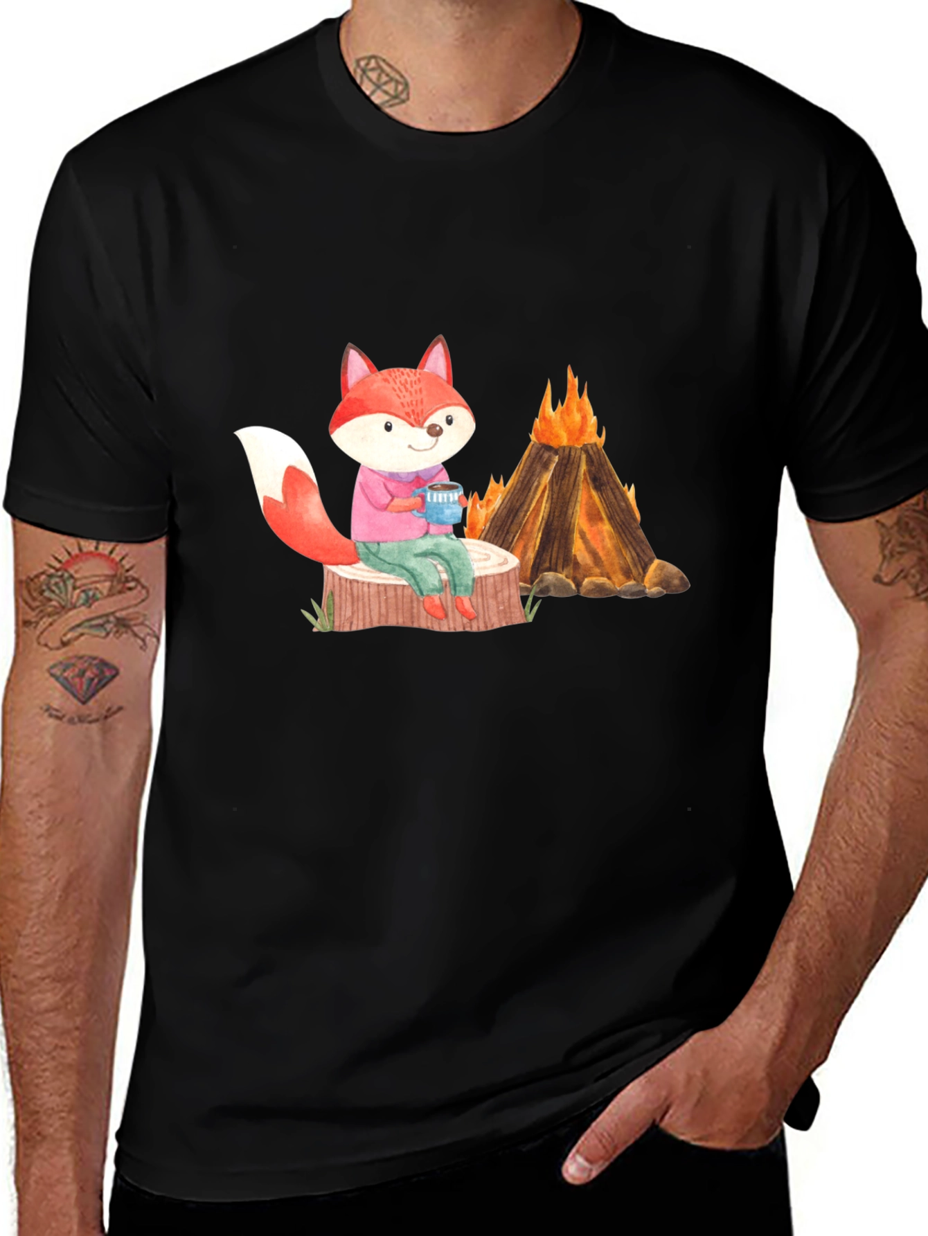 Fox Campfire Graphic T-Shirt - Cozy Comfort