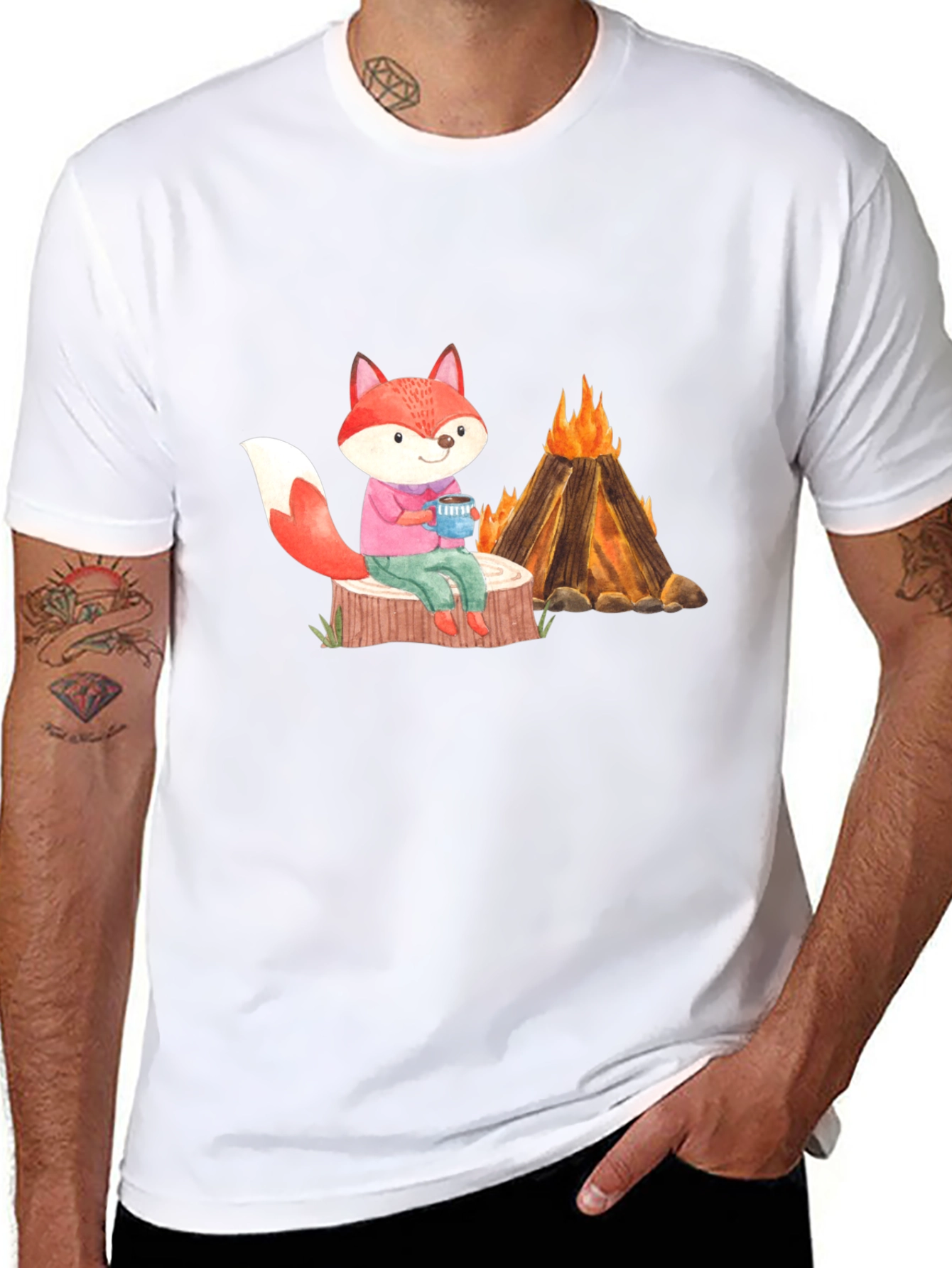 Fox Campfire Graphic T-Shirt - Cozy Comfort